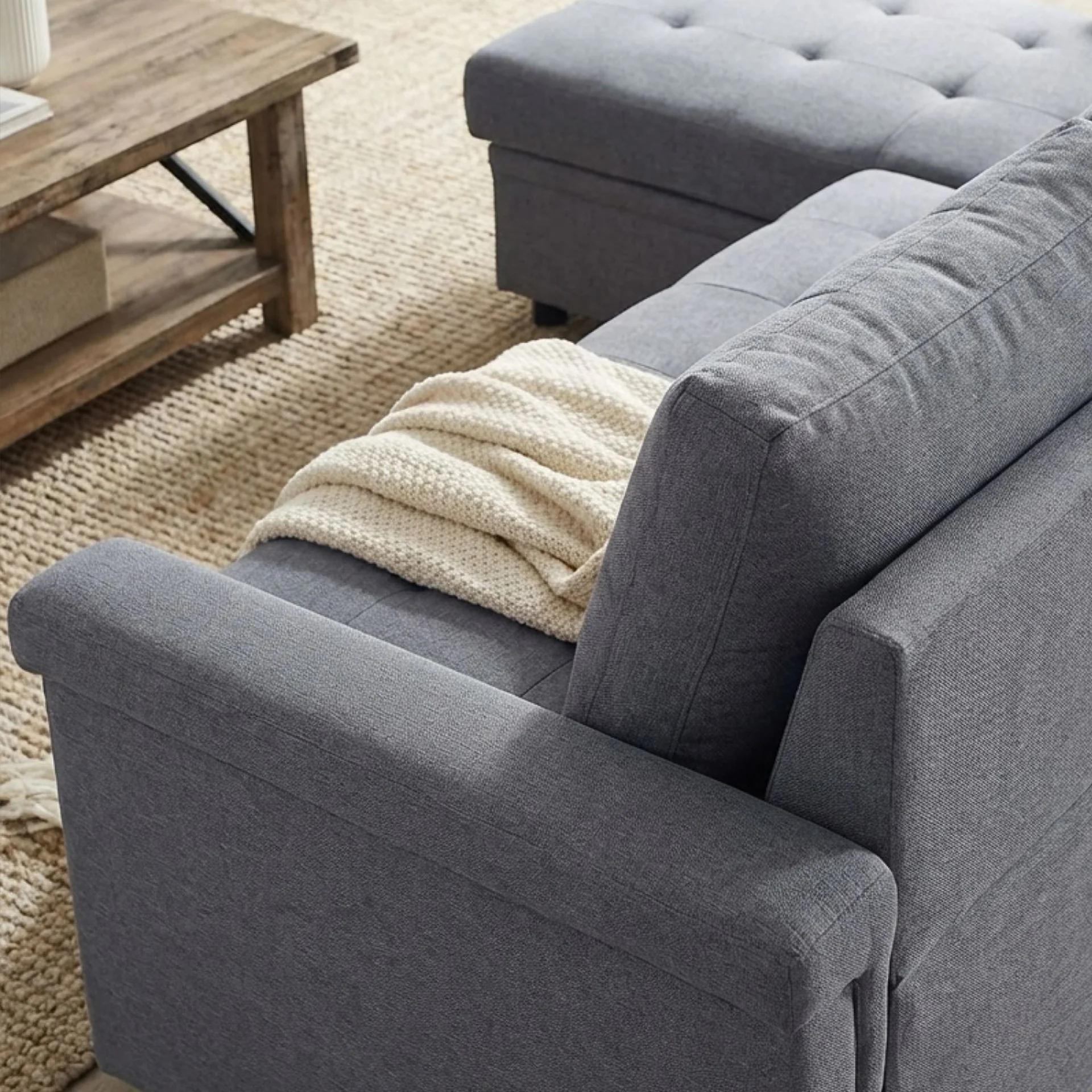Murphy 3 Seater Sofa Bed with Storage - Dark Grey - Image 7