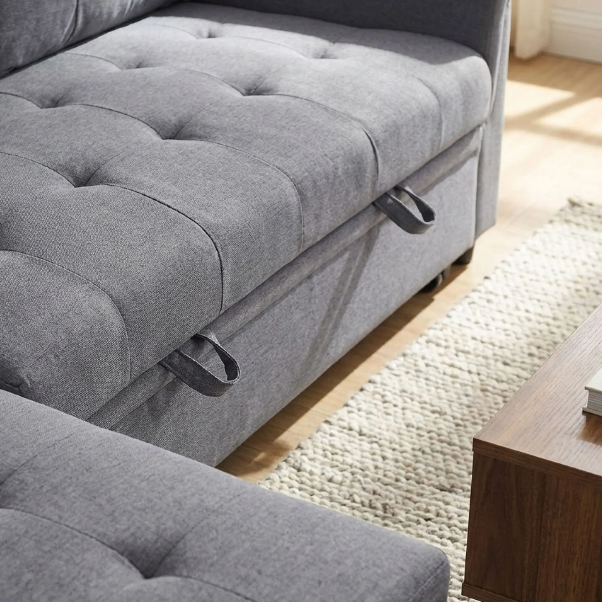 Murphy 3 Seater Sofa Bed with Storage - Dark Grey - Image 8