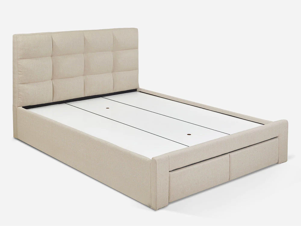 MUSALA Queen Bed Frame with Storage - BEIGE - Image 3