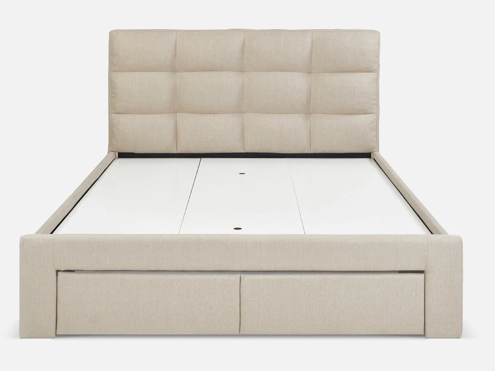 MUSALA Queen Bed Frame with Storage - BEIGE - Image 6