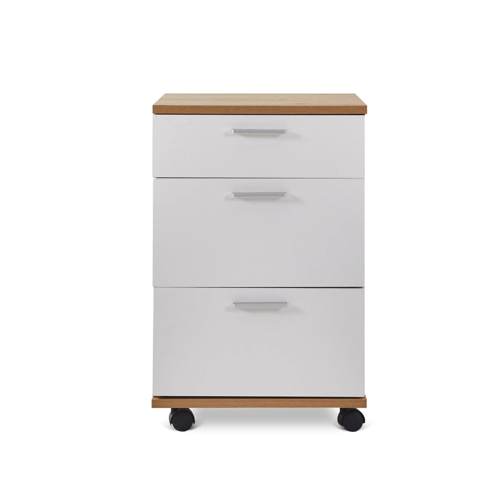 Nakia 3 Drawer Filing Cabinet - Oak + White - Image 8