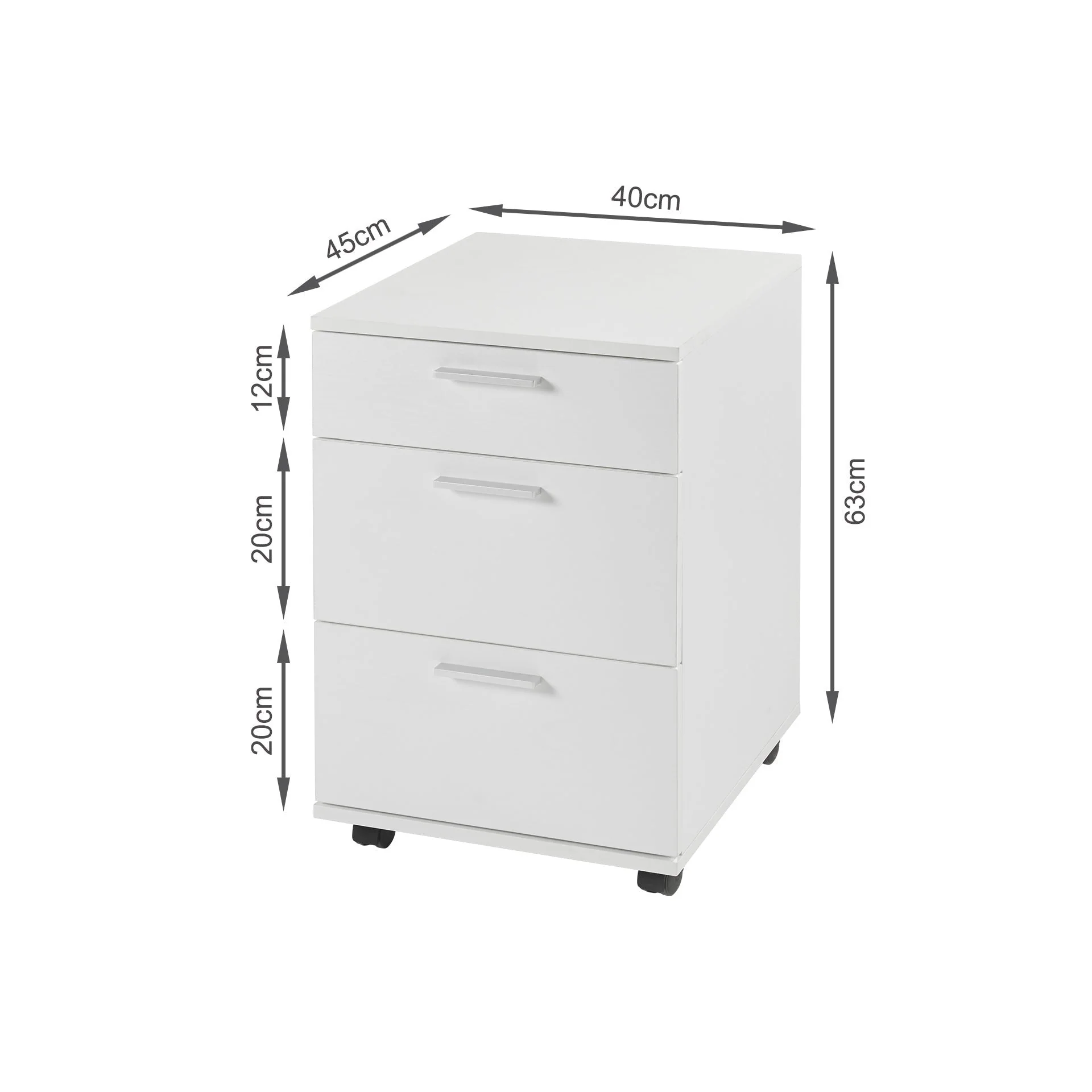 Nakia 3 Drawer Filing Cabinet - White - Image 12