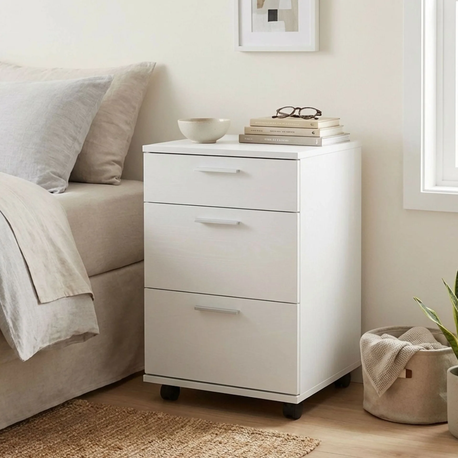 Nakia 3 Drawer Filing Cabinet - White - Image 3