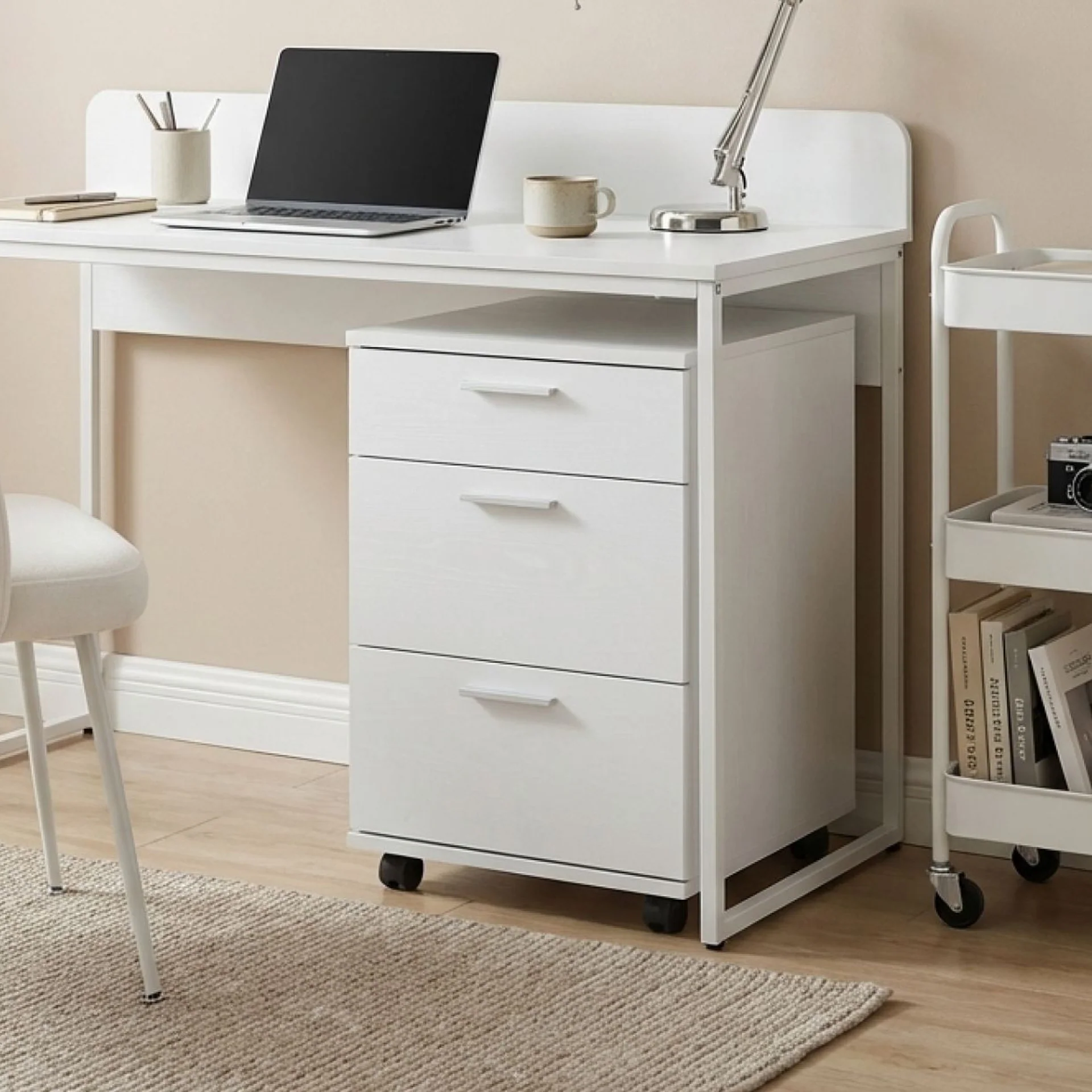Nakia 3 Drawer Filing Cabinet - White - Image 4