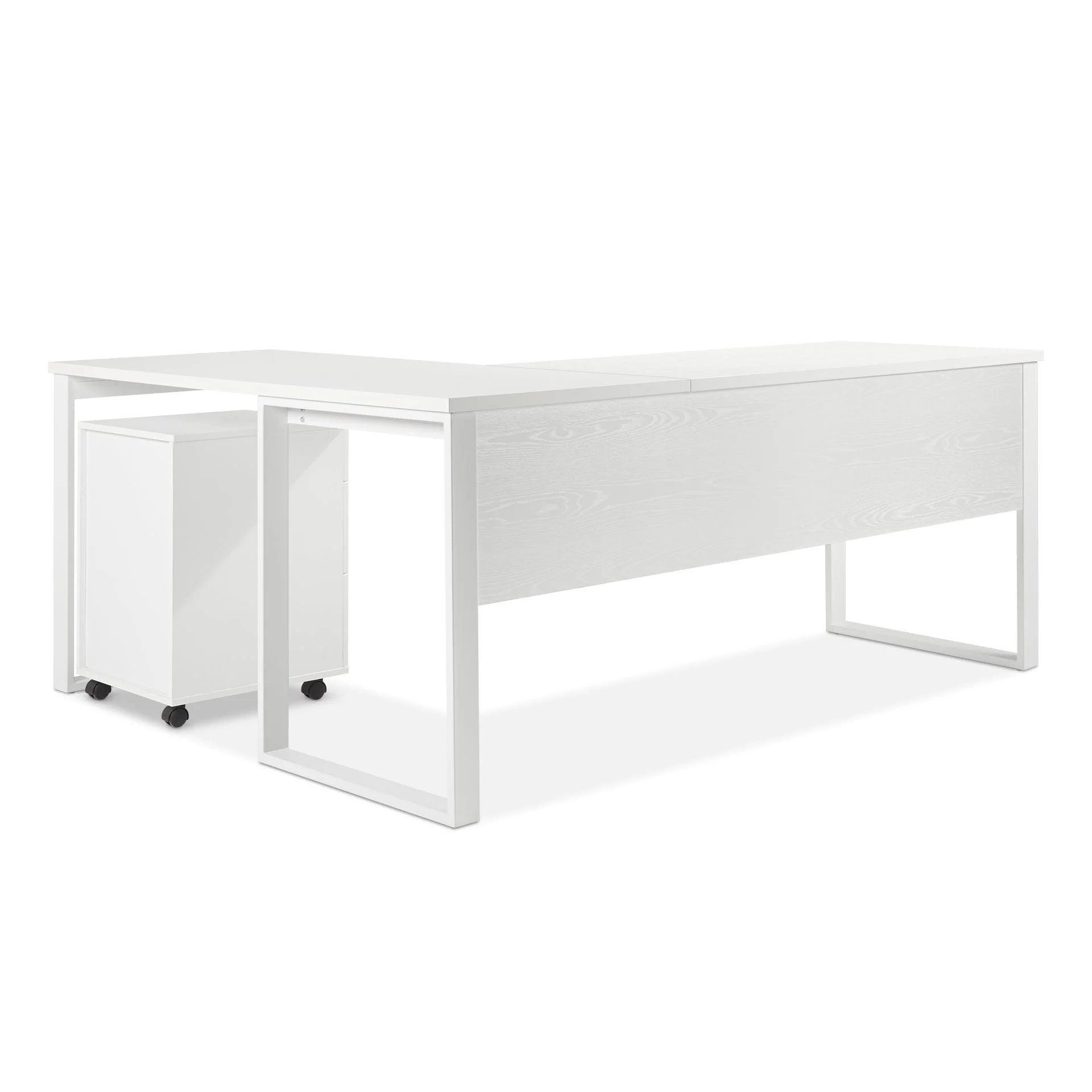 Nakia Computer Corner Desk with Filing Cabinet - White - Image 3