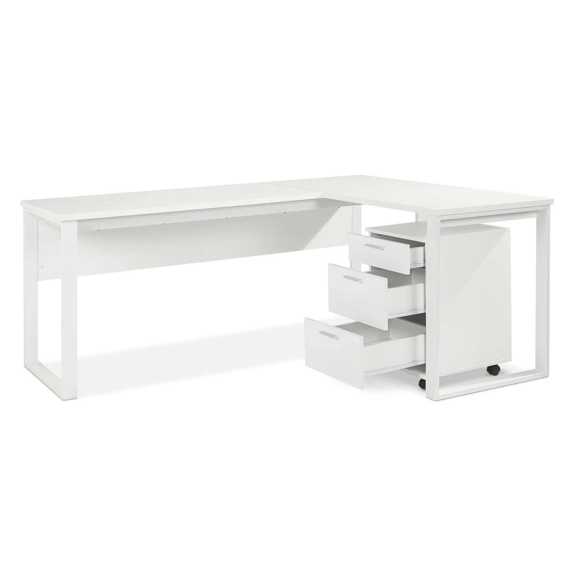 Nakia Computer Corner Desk with Filing Cabinet - White - Image 5
