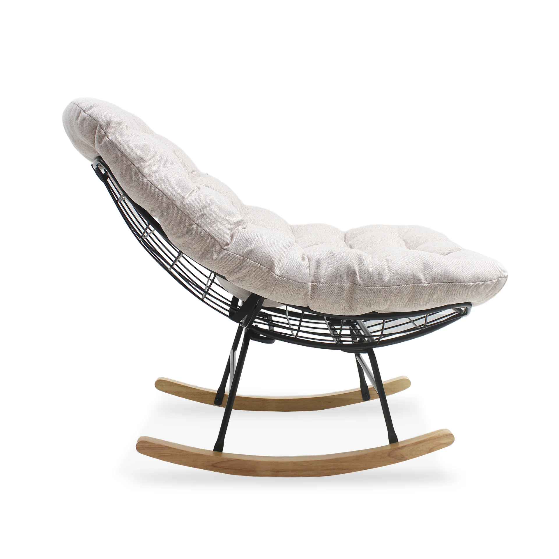 Naro Linen Rocking Armchair - Brown - Image 12