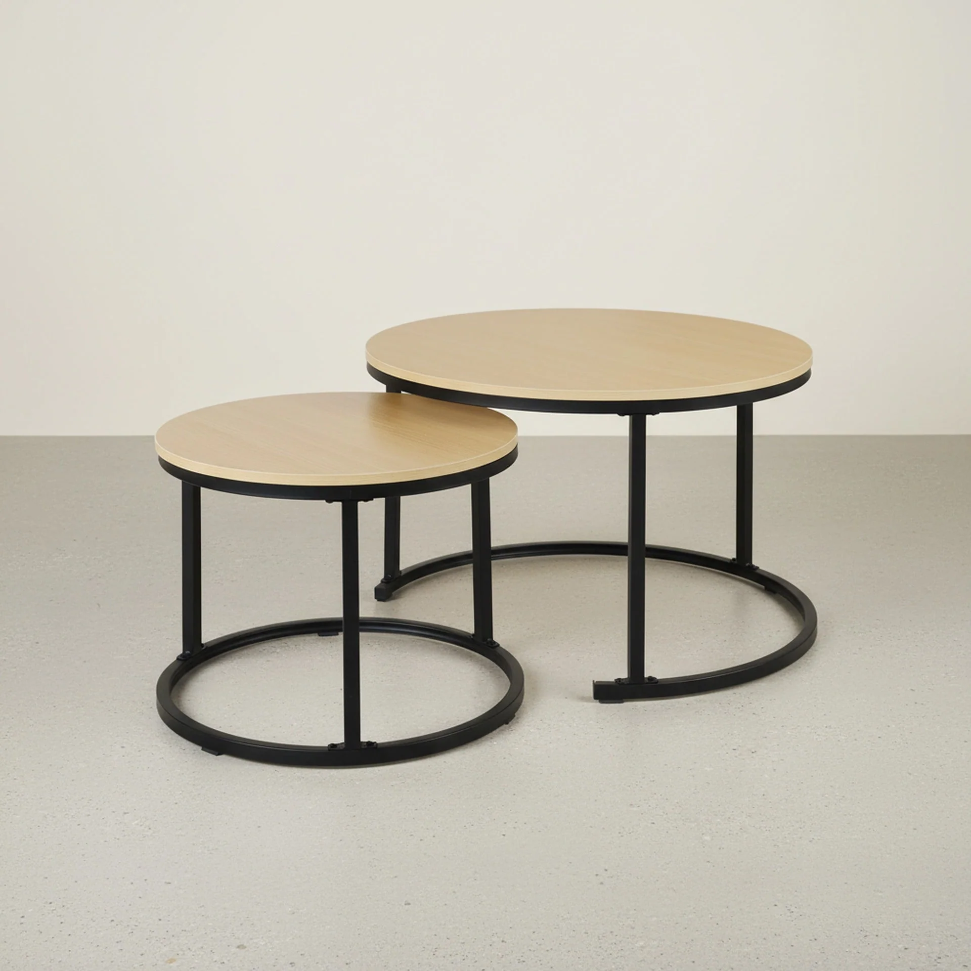 Nasser Nesting Coffee Table - Set of 2 - Natural + Black - Image 3
