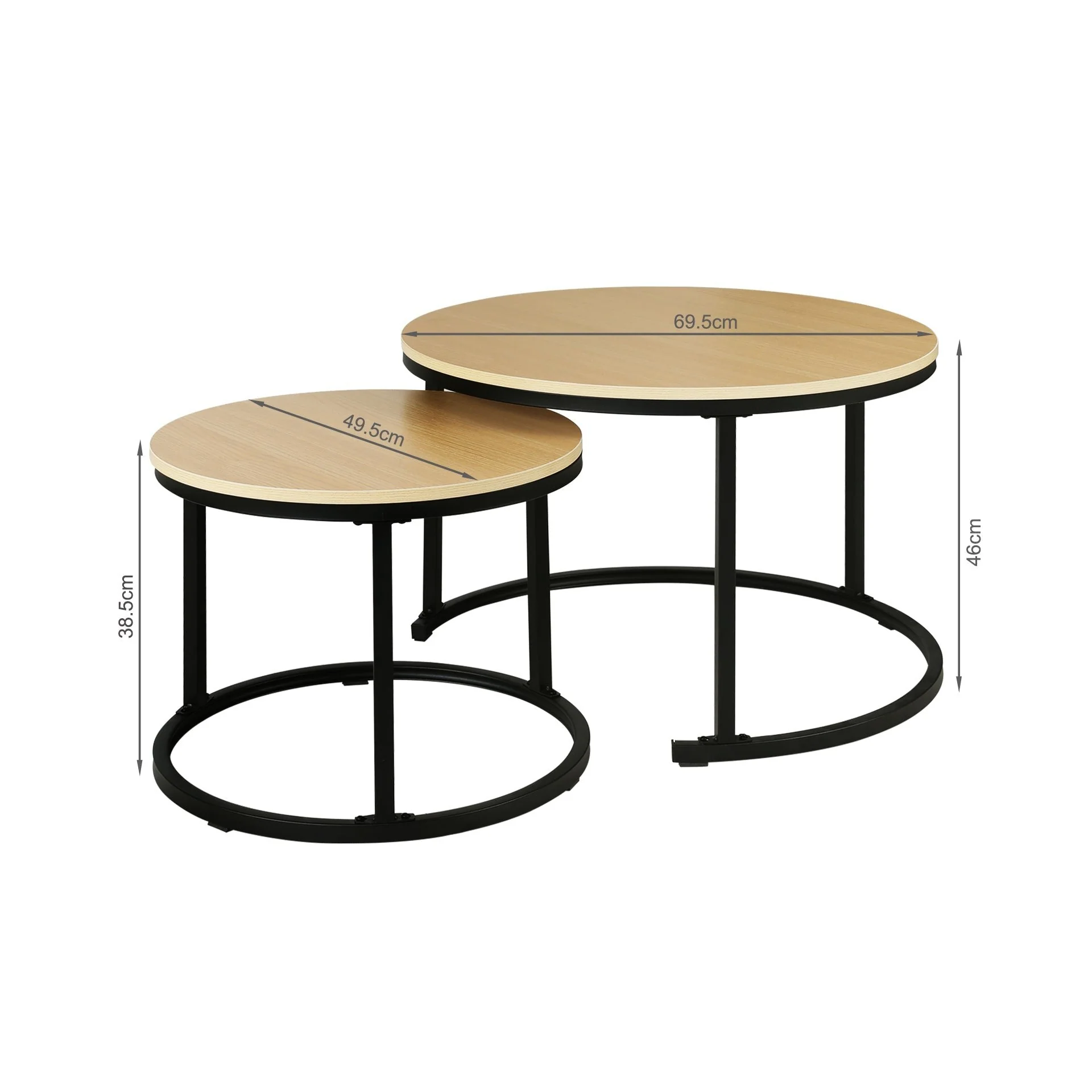 Nasser Nesting Coffee Table - Set of 2 - Natural + Black - Image 8