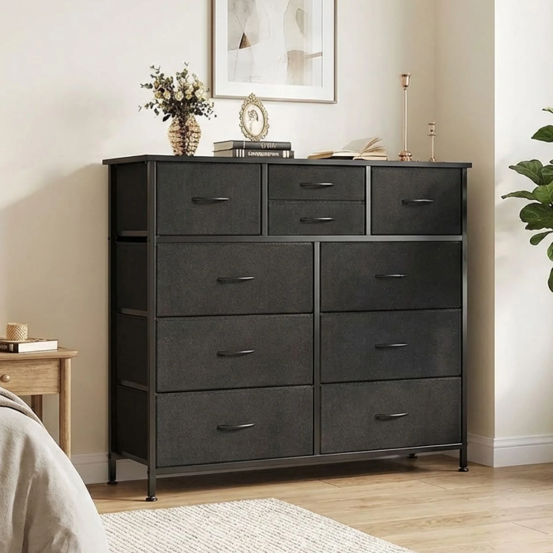 Natalia 10 Drawers Lowboy Chest Dresser - Dark Grey - Image 5