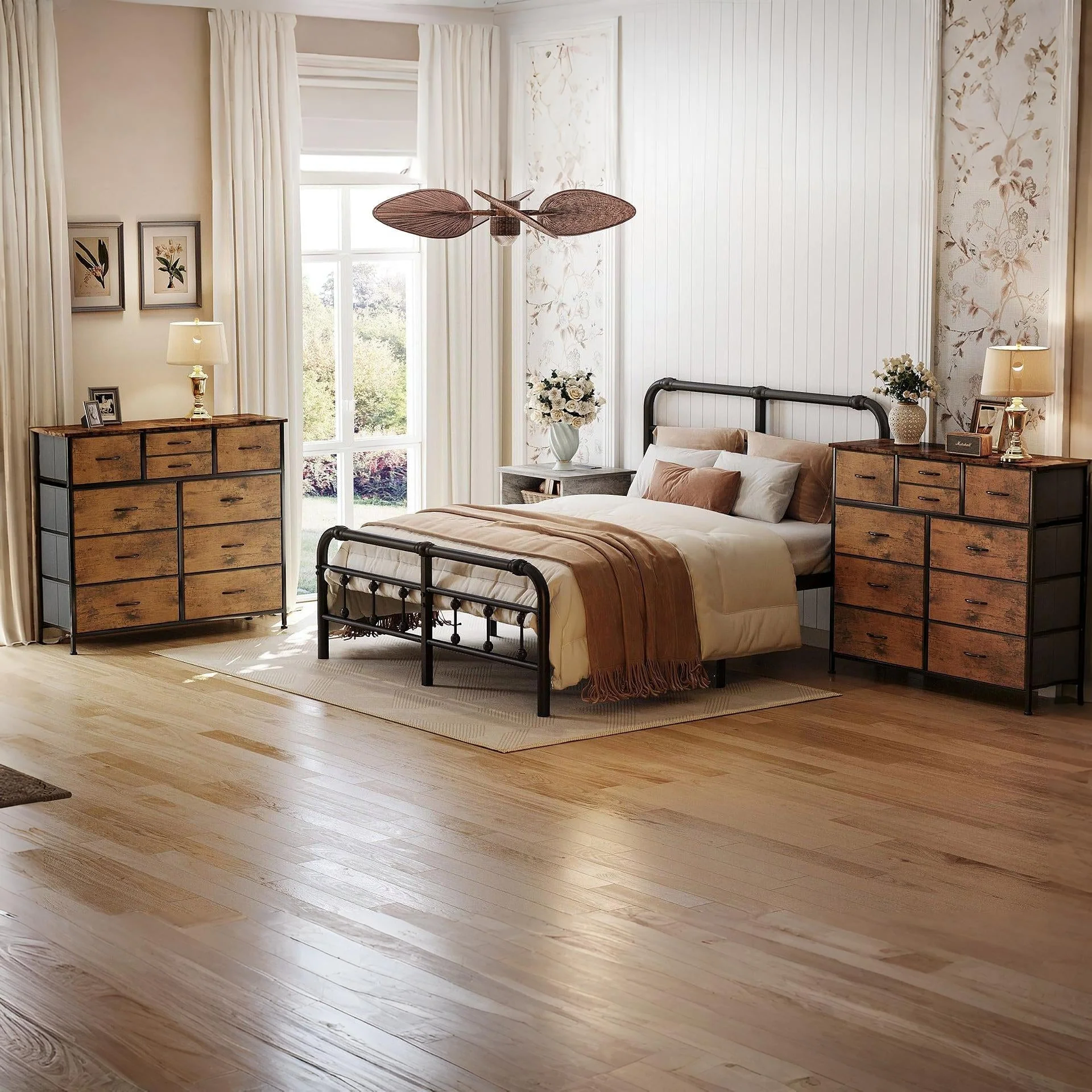 Natalia 10 Drawers Lowboy Chest Dresser - Rustic Brown - Image 3