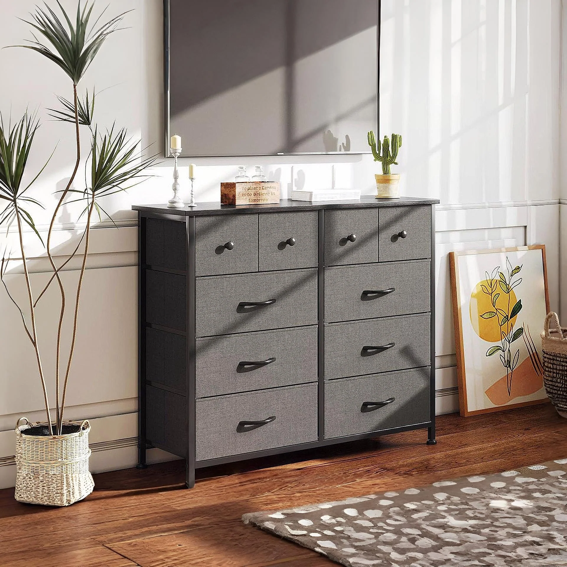 Natalia 10 Drawers Lowboy - Grey - Image 3