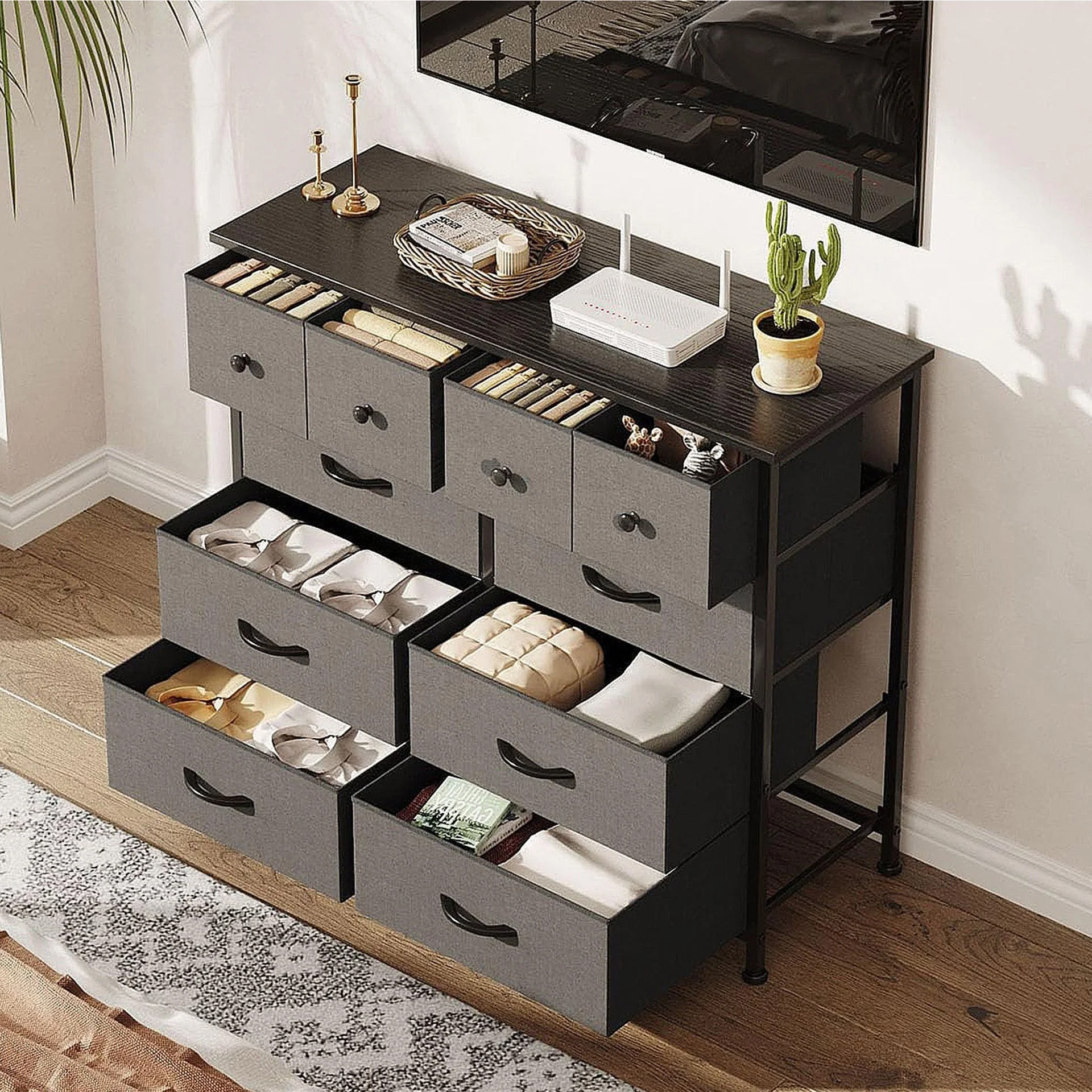 Natalia 10 Drawers Lowboy - Grey - Image 4