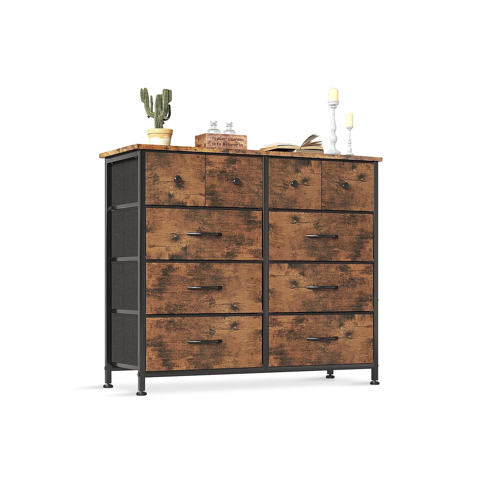 Natalia 10 Drawers Lowboy - Rustic Brown - Image 2