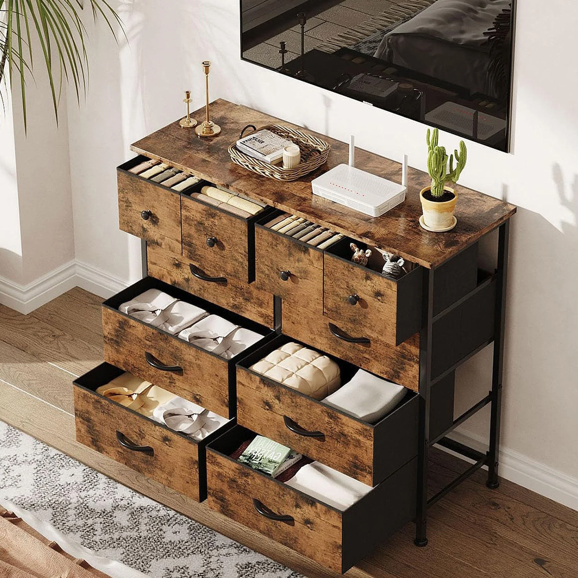 Natalia 10 Drawers Lowboy - Rustic Brown - Image 4
