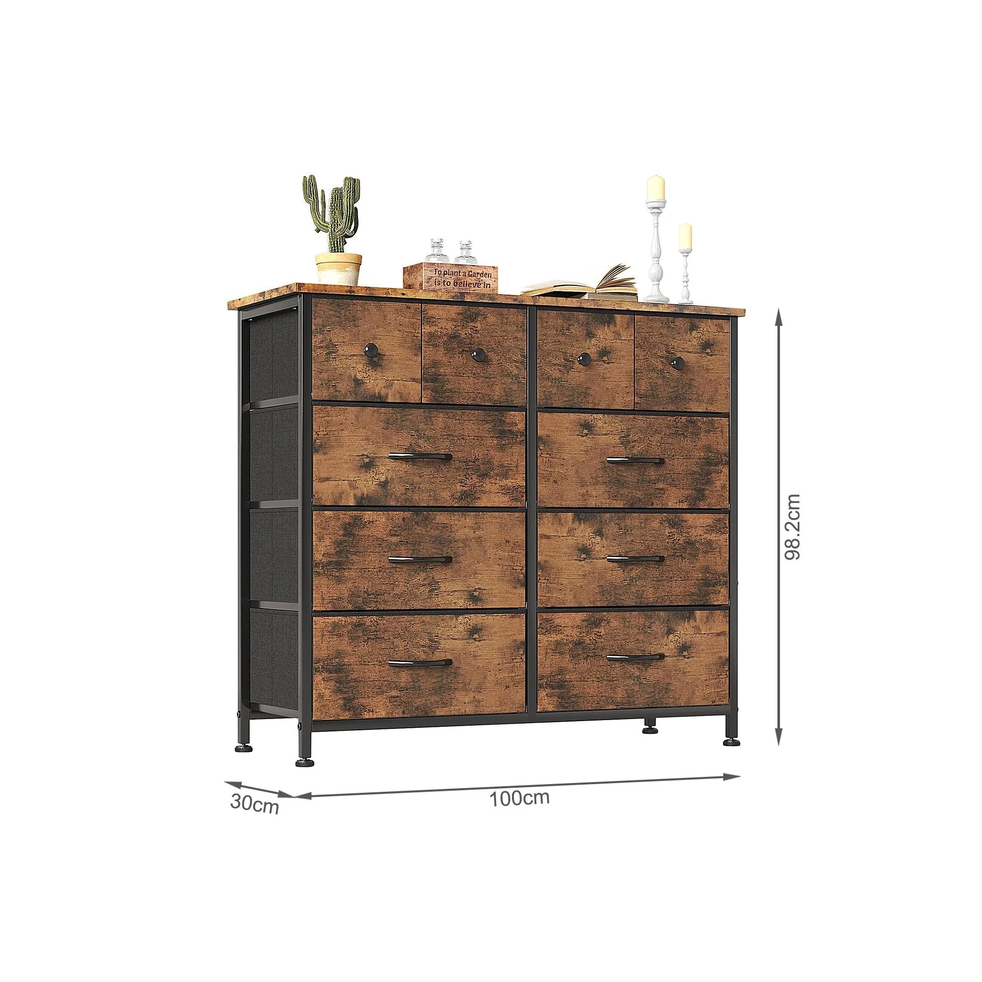 Natalia 10 Drawers Lowboy - Rustic Brown - Image 6