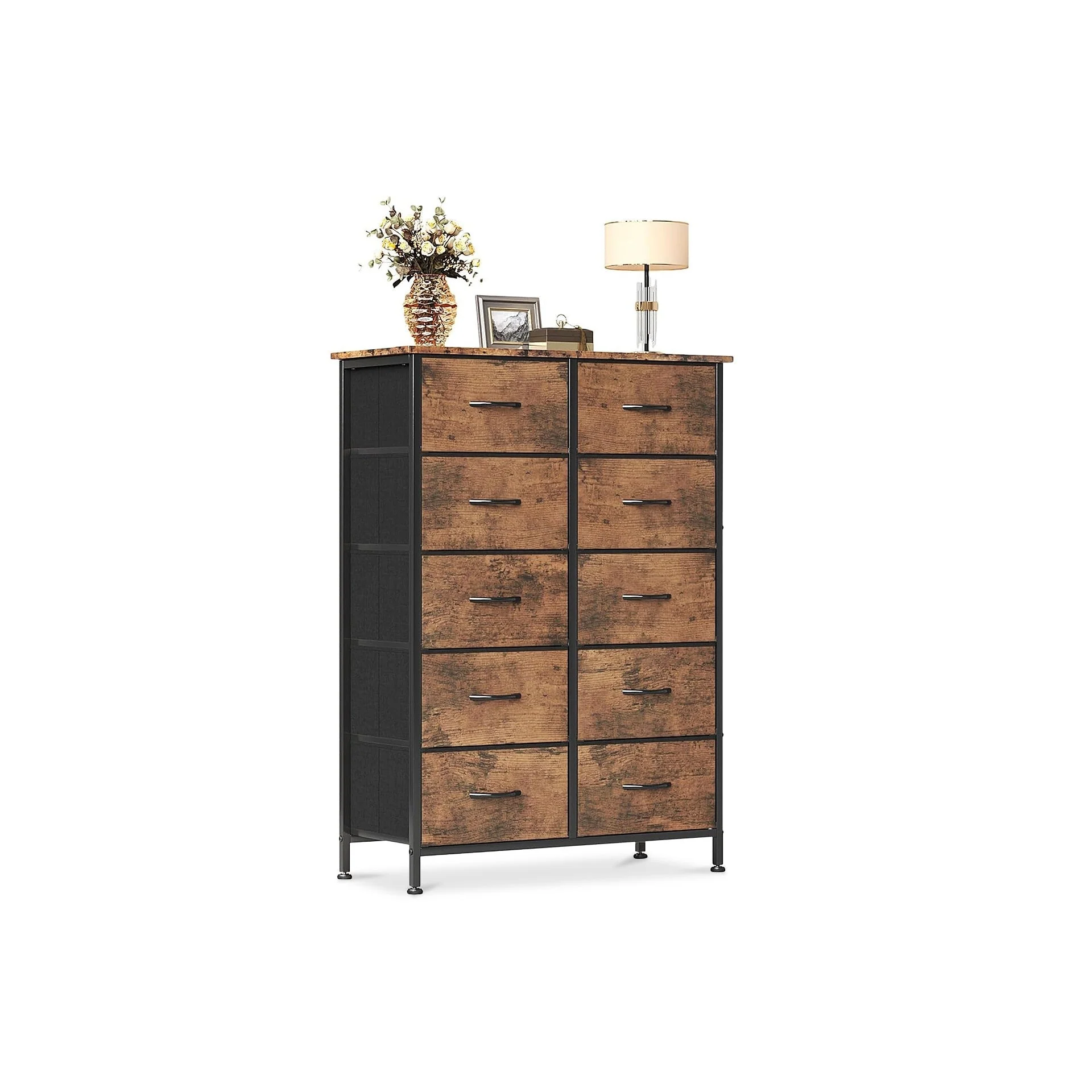 Natalia 10 Drawers Tallboy - Rustic Brown - Image 3