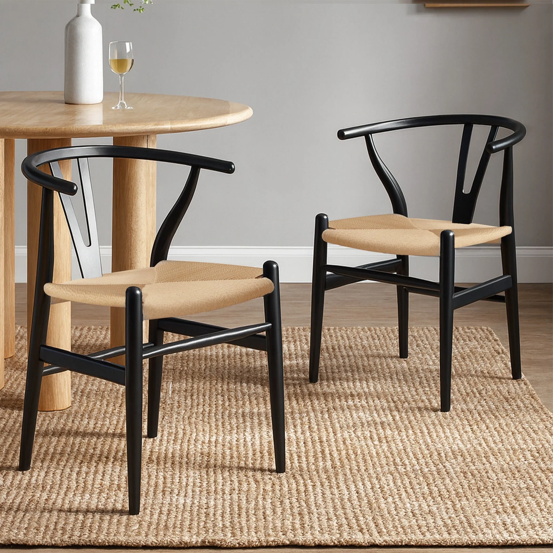 Nathan Wishbone Replica Dining Chair - Set of 2 - Black