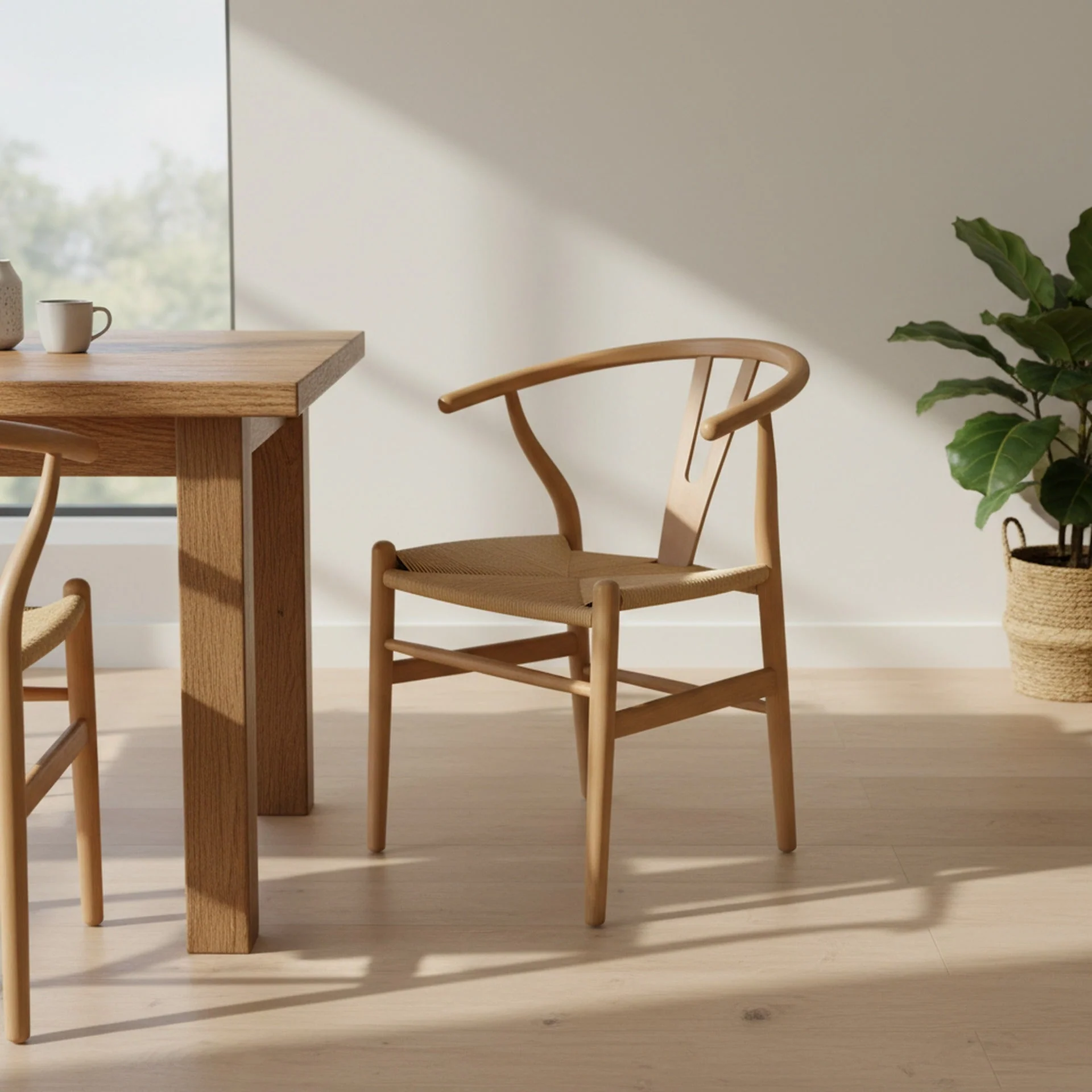Nathan Wishbone Replica Dining Chair - Set of 2 - Natural