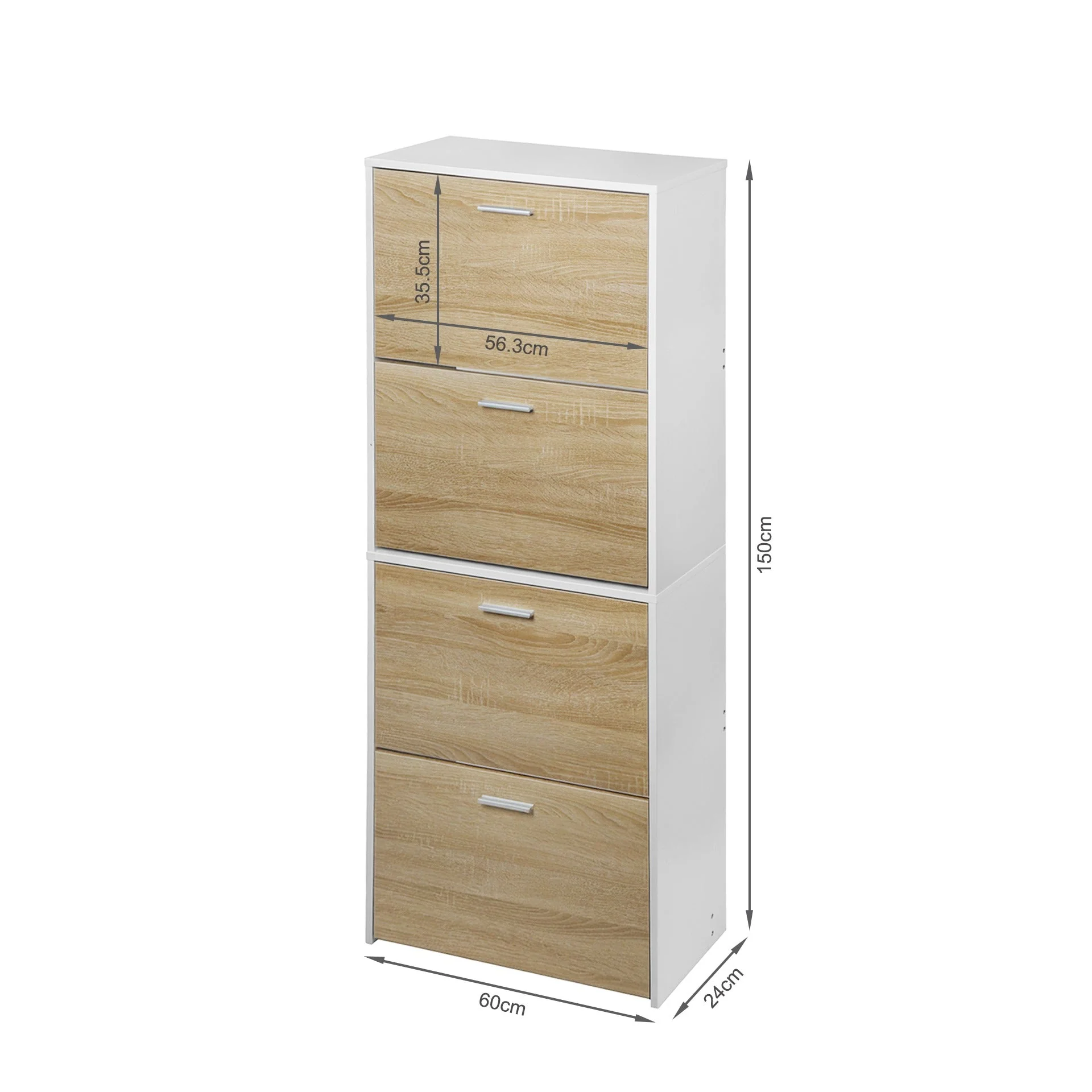 Navo 4 Drawer Shoe Cabinet Storage Rack - White Oak - Image 10