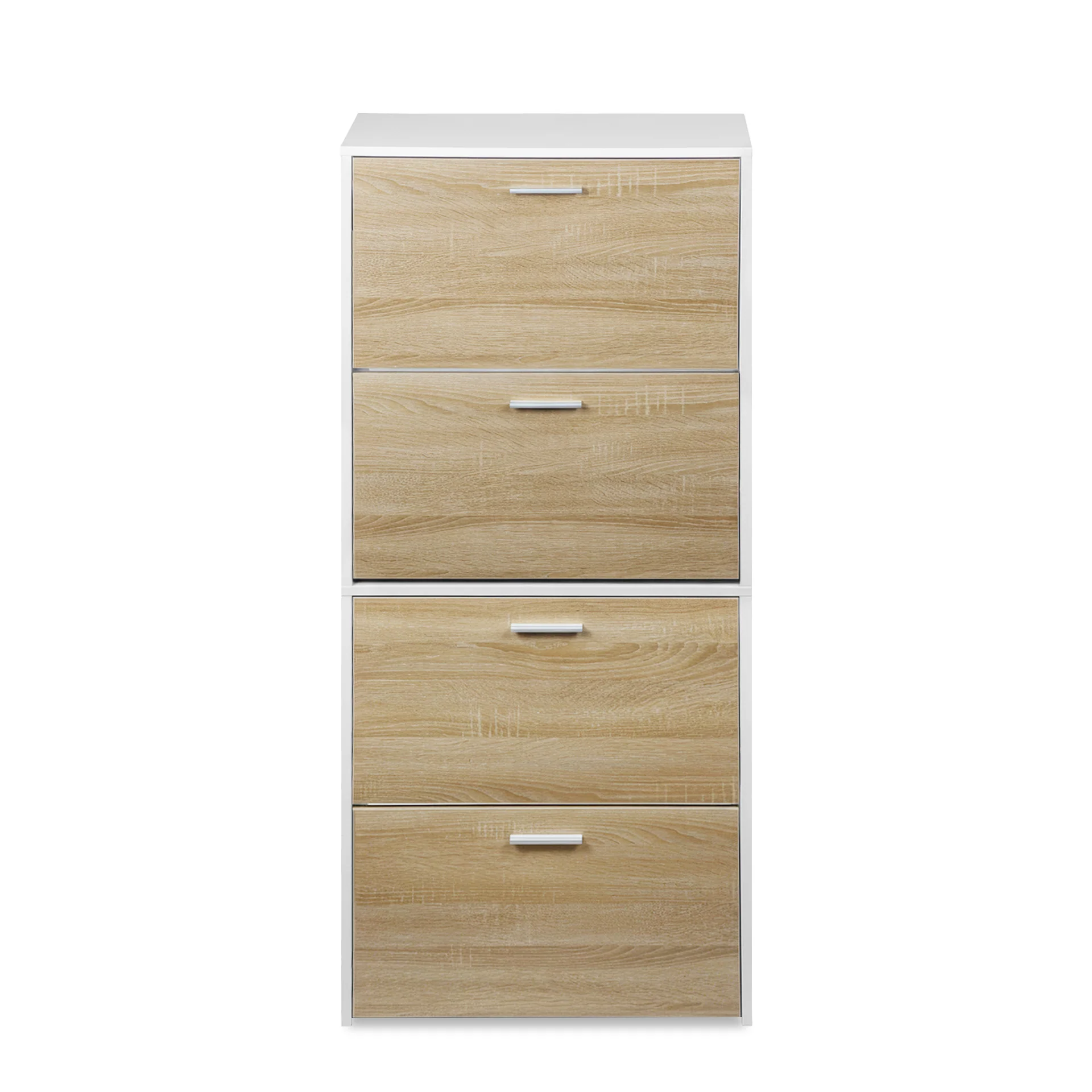 Navo 4 Drawer Shoe Cabinet Storage Rack - White Oak - Image 7
