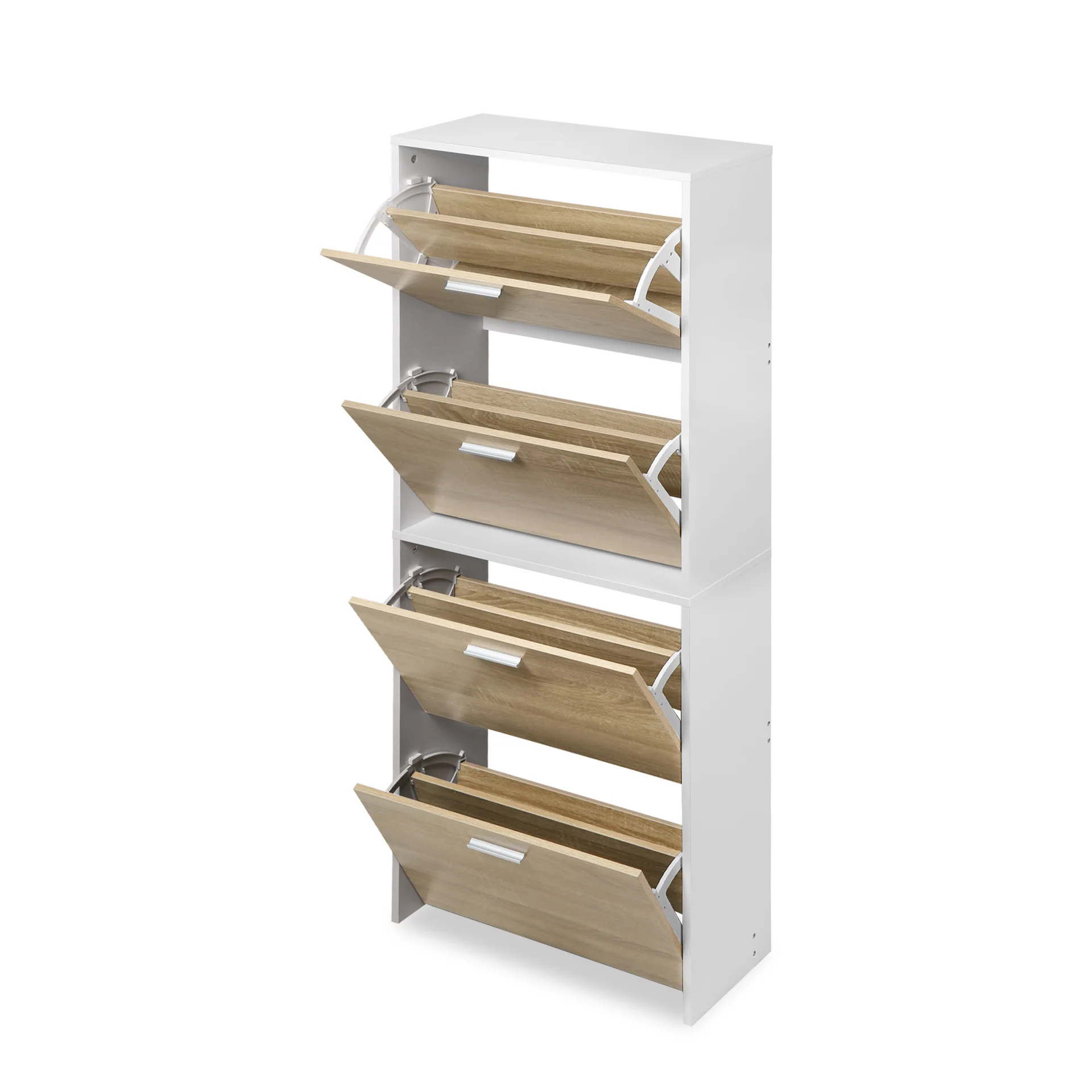 Navo 4 Drawer Shoe Cabinet Storage Rack - White Oak - Image 8