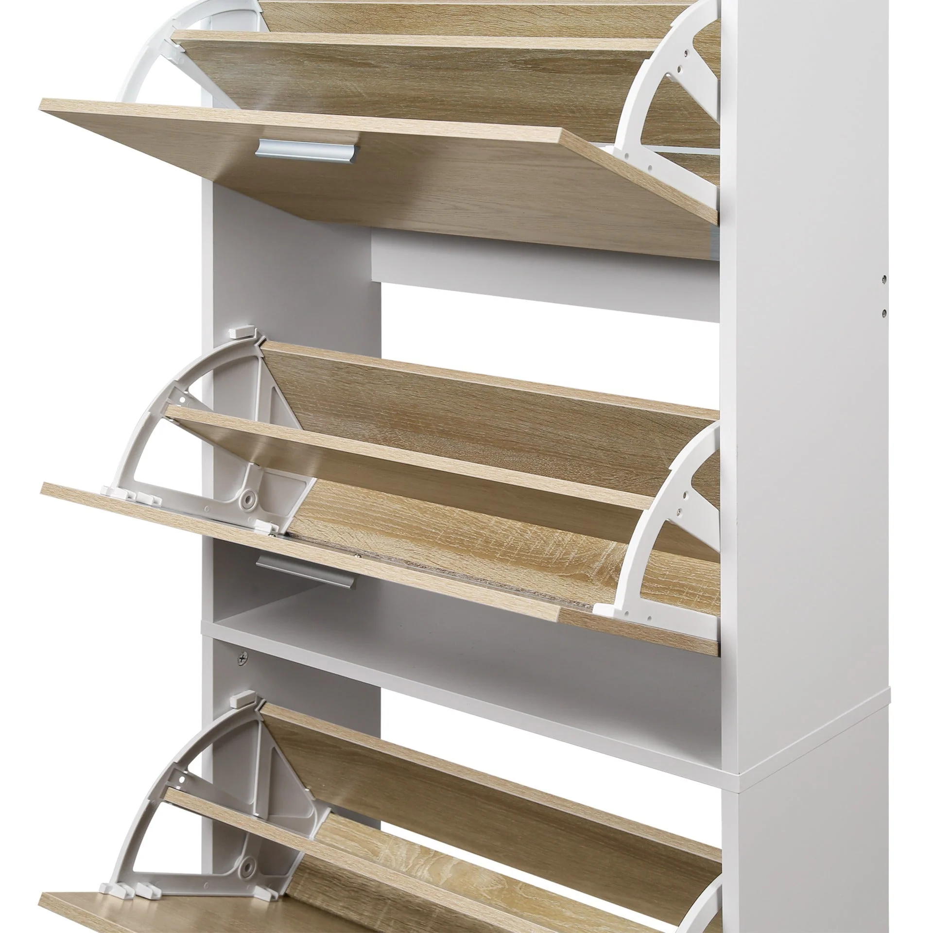 Navo 4 Drawer Shoe Cabinet Storage Rack - White Oak - Image 9