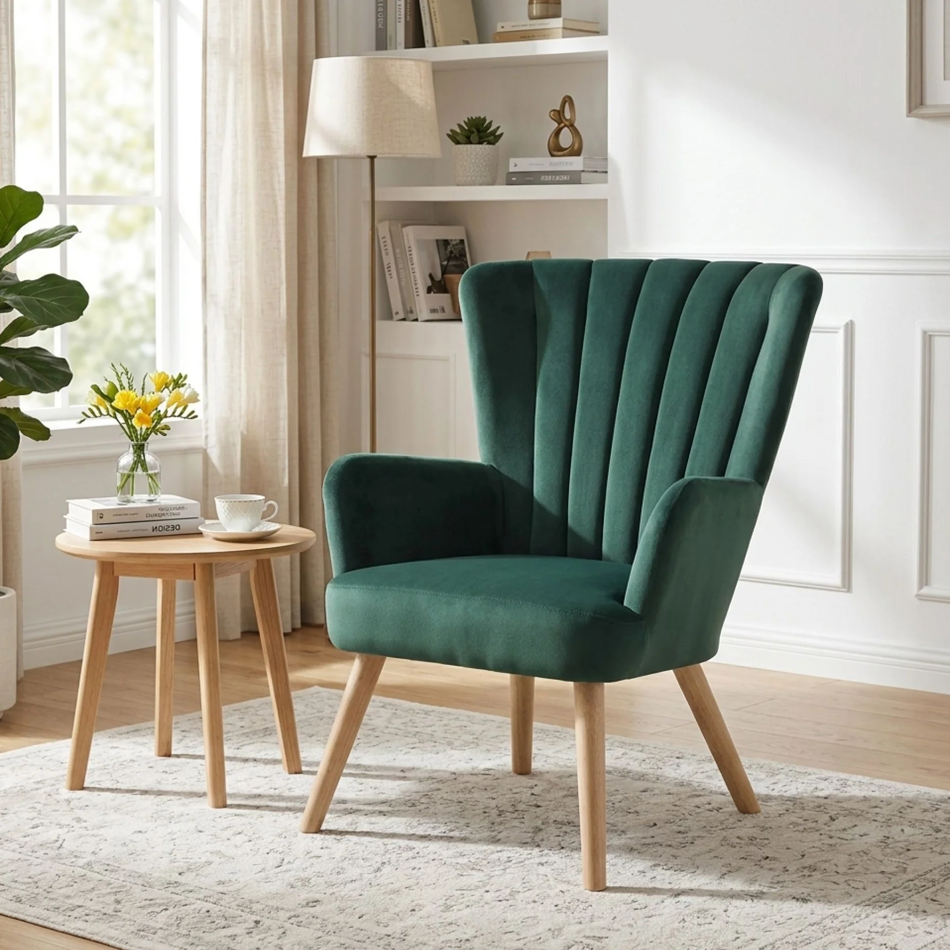 Neil Velvet Armchair - Green