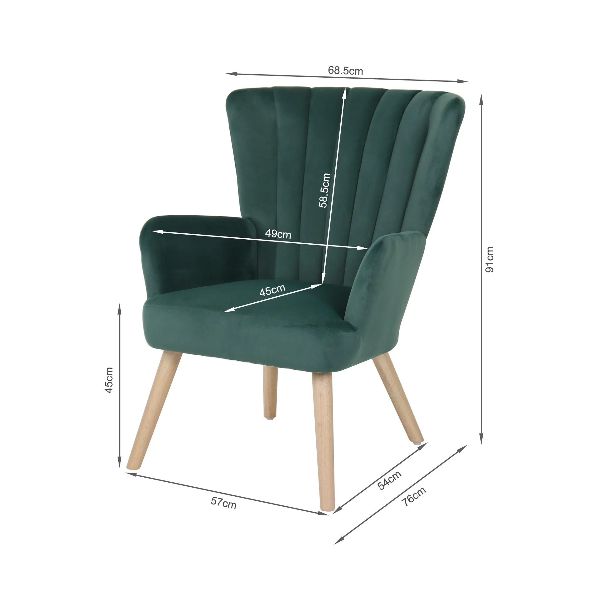 Neil Velvet Armchair - Green - Image 11