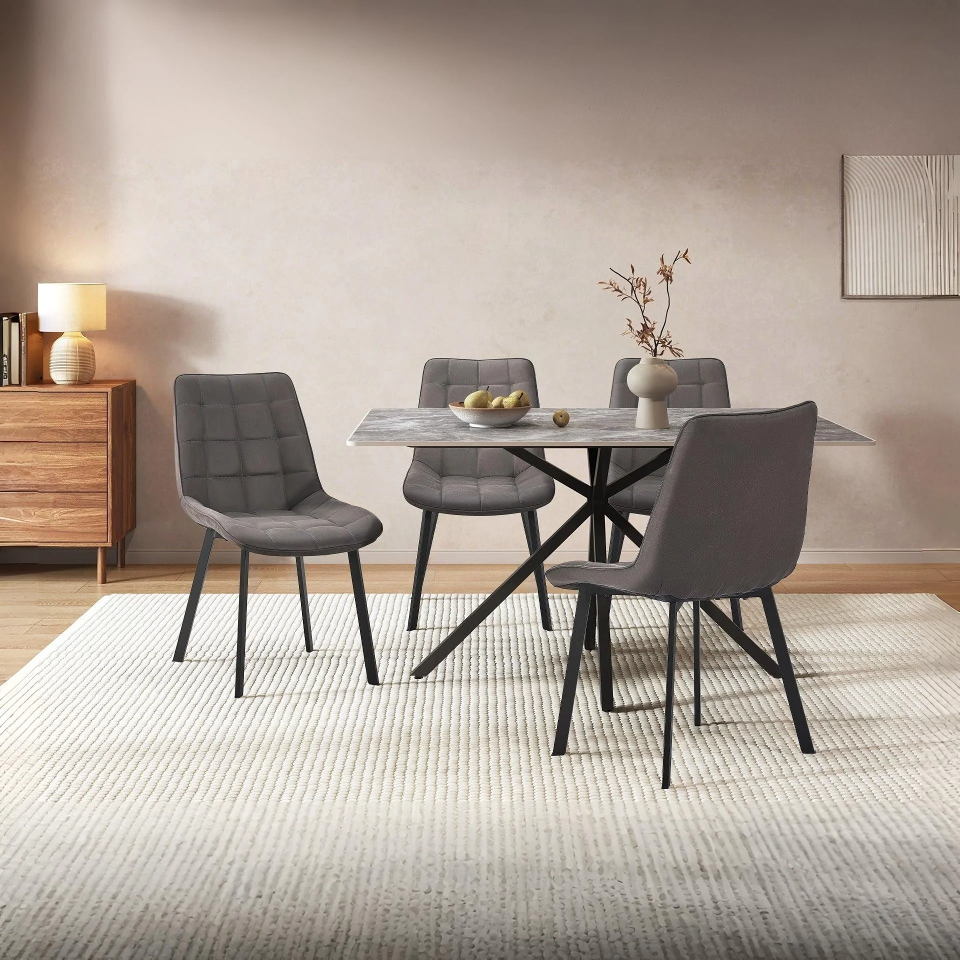 Nellie Dining Chair - Set Of 4 - Dark Grey + Black - Image 2