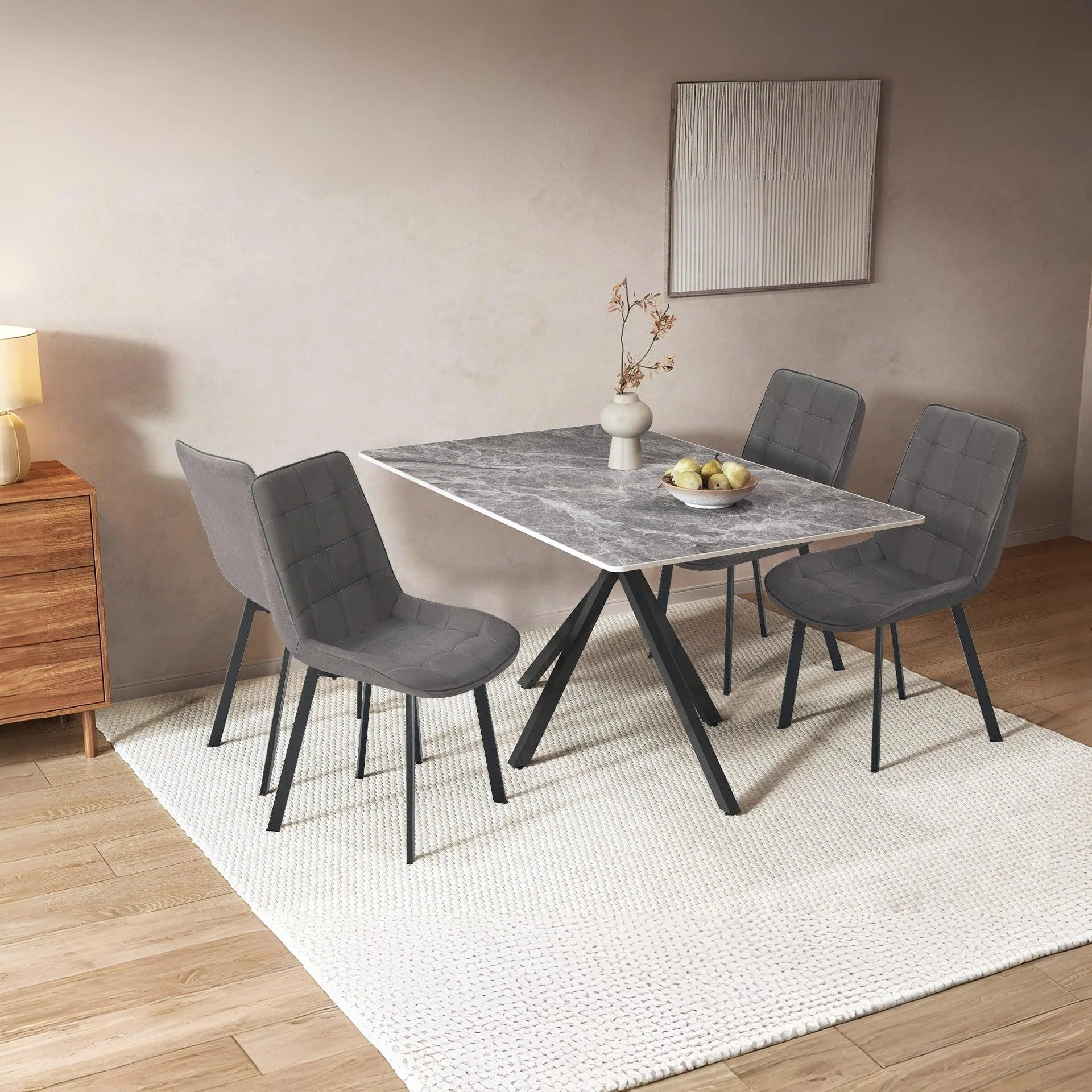 Nellie Dining Chair - Set Of 4 - Dark Grey + Black - Image 3