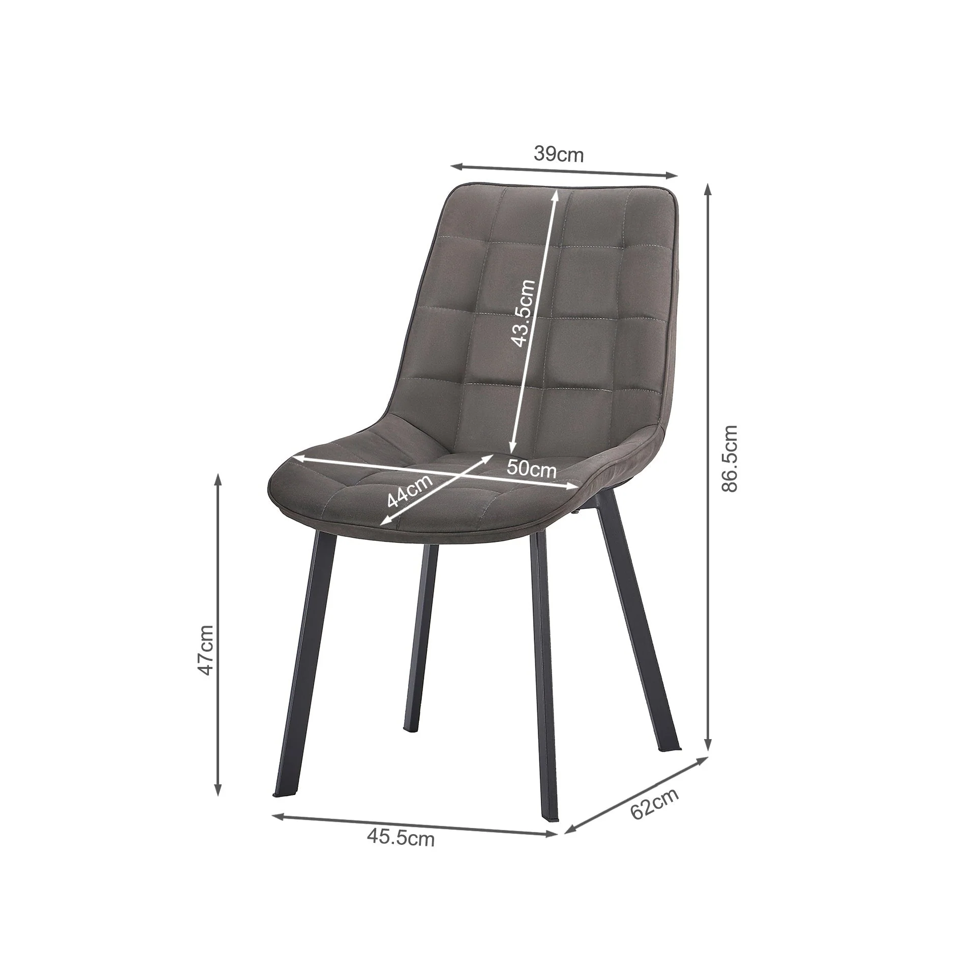 Nellie Dining Chair - Set Of 4 - Dark Grey + Black - Image 8