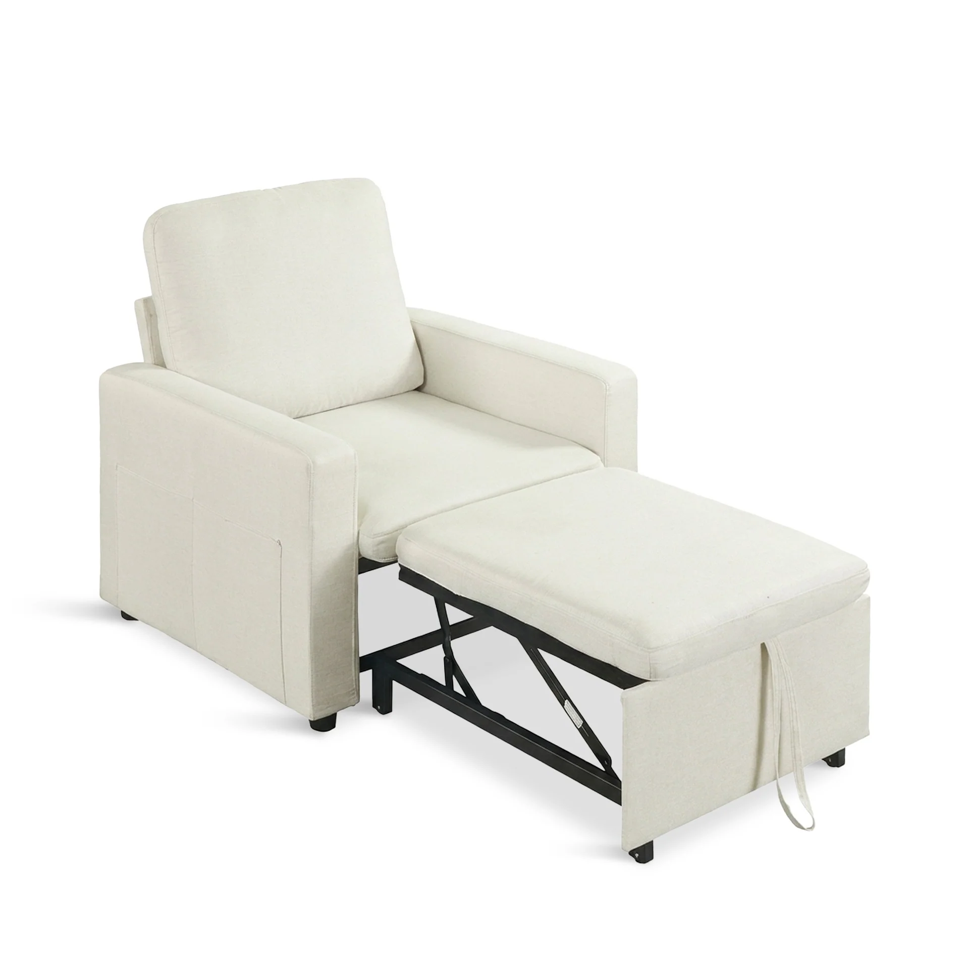 Nest Linen 1 Seater Sofa Bed - Cream - Image 12
