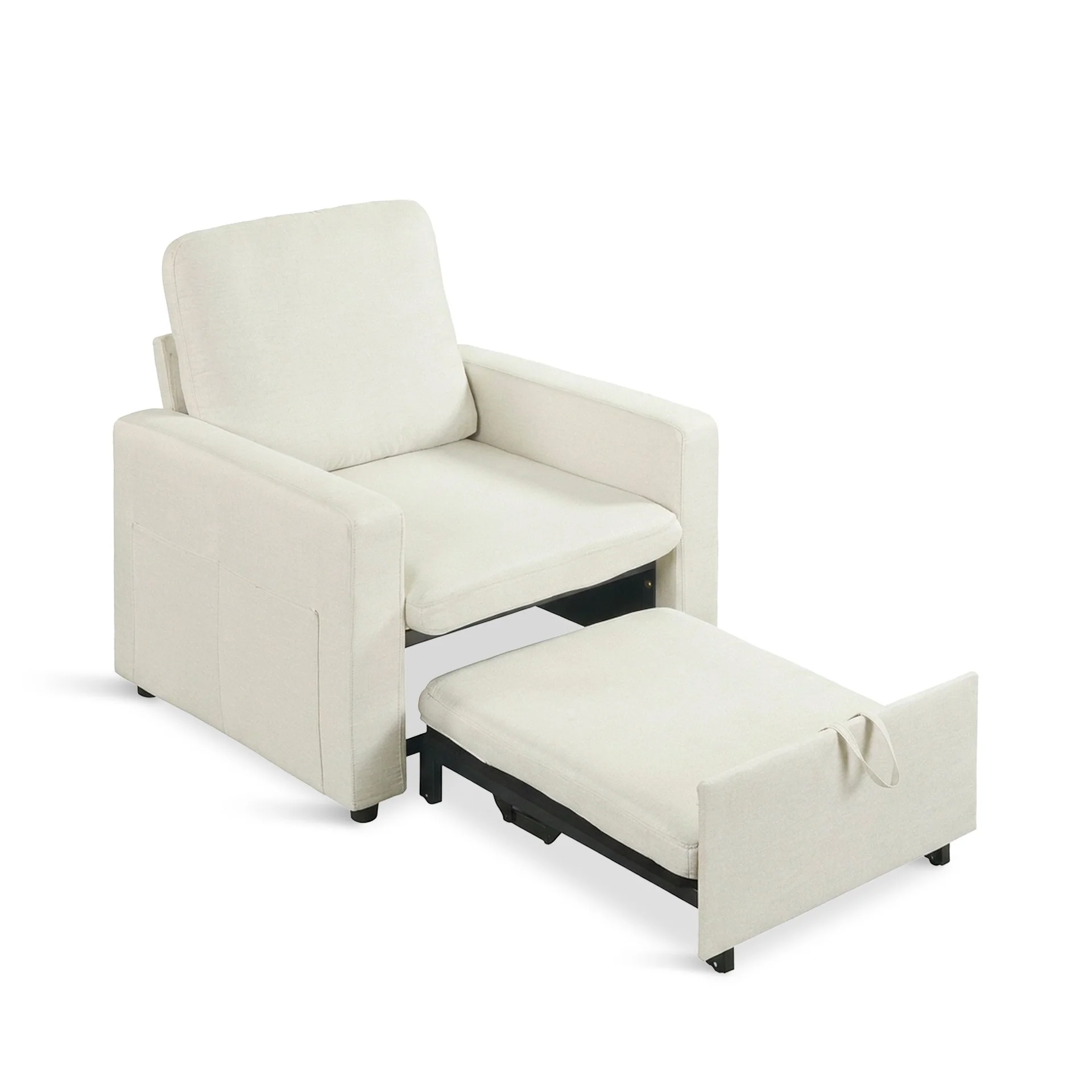 Nest Linen 1 Seater Sofa Bed - Cream - Image 13