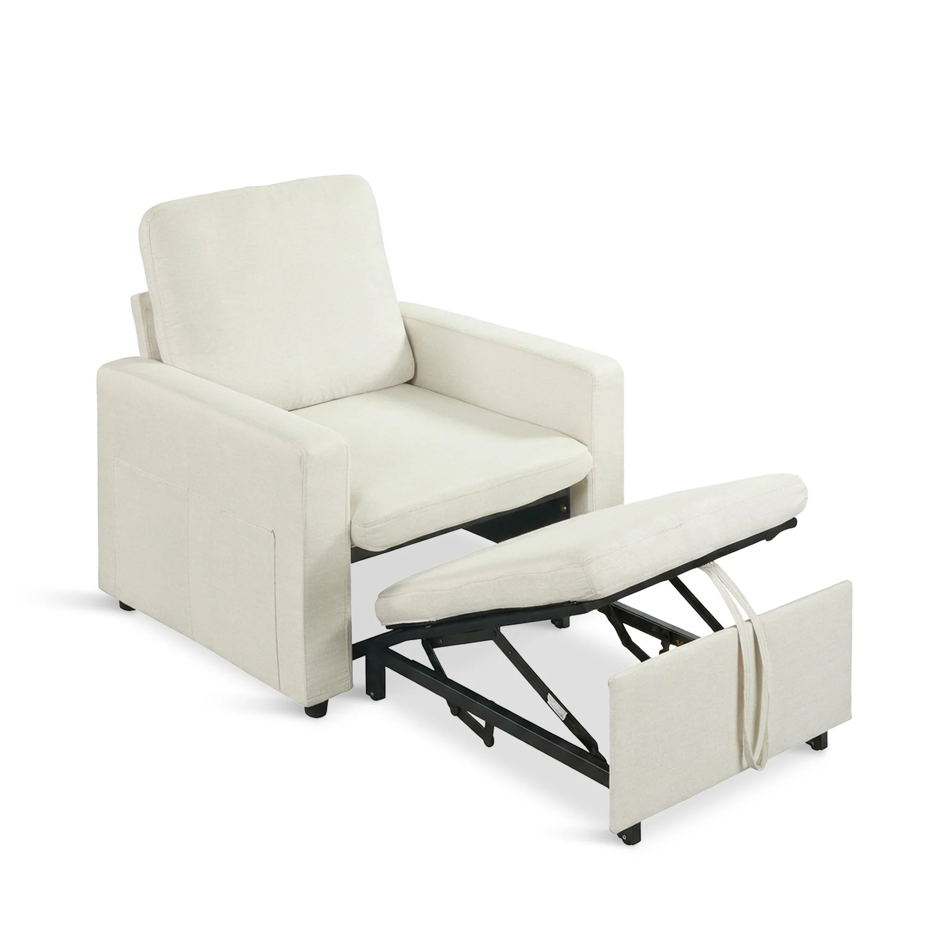 Nest Linen 1 Seater Sofa Bed - Cream - Image 14