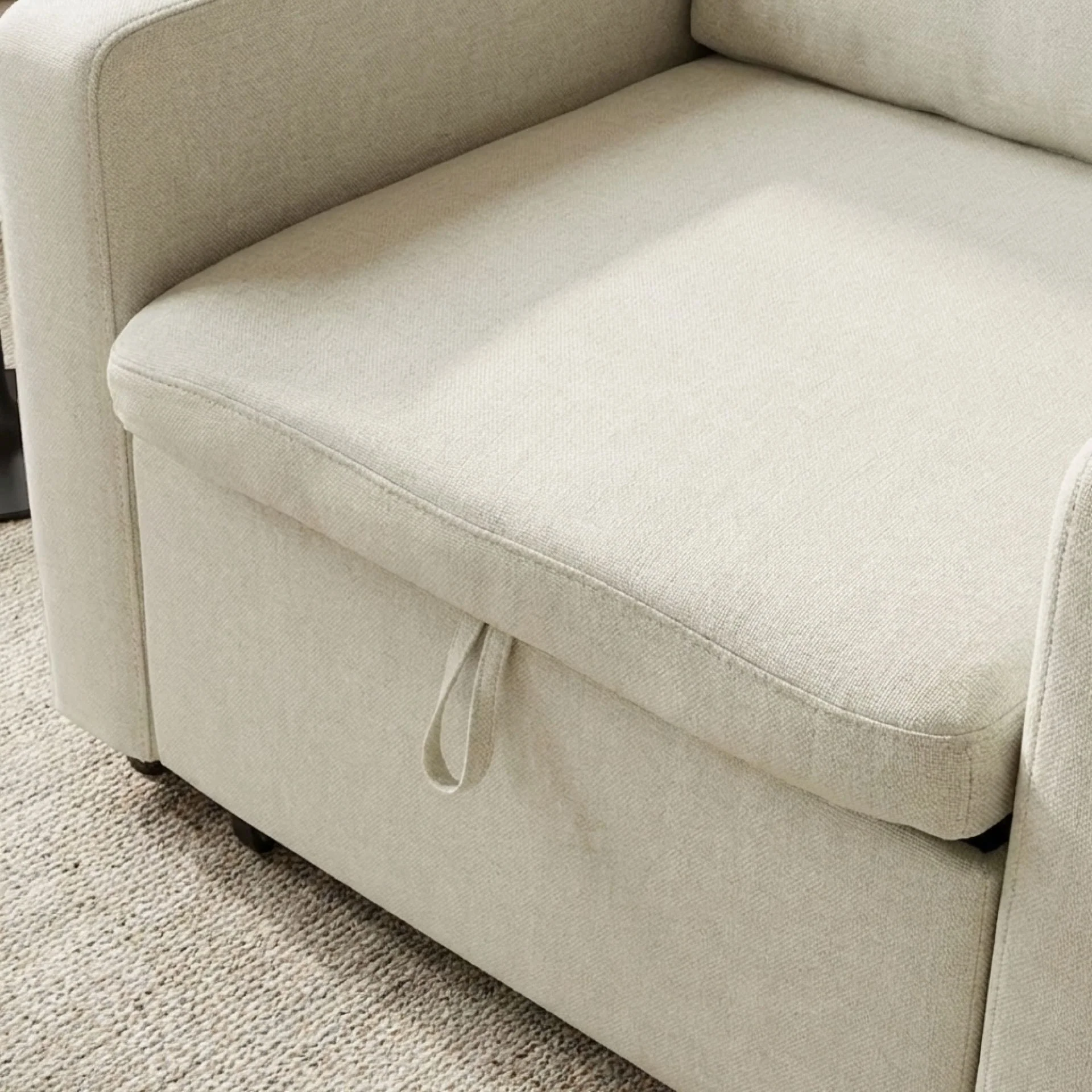Nest Linen 1 Seater Sofa Bed - Cream - Image 7