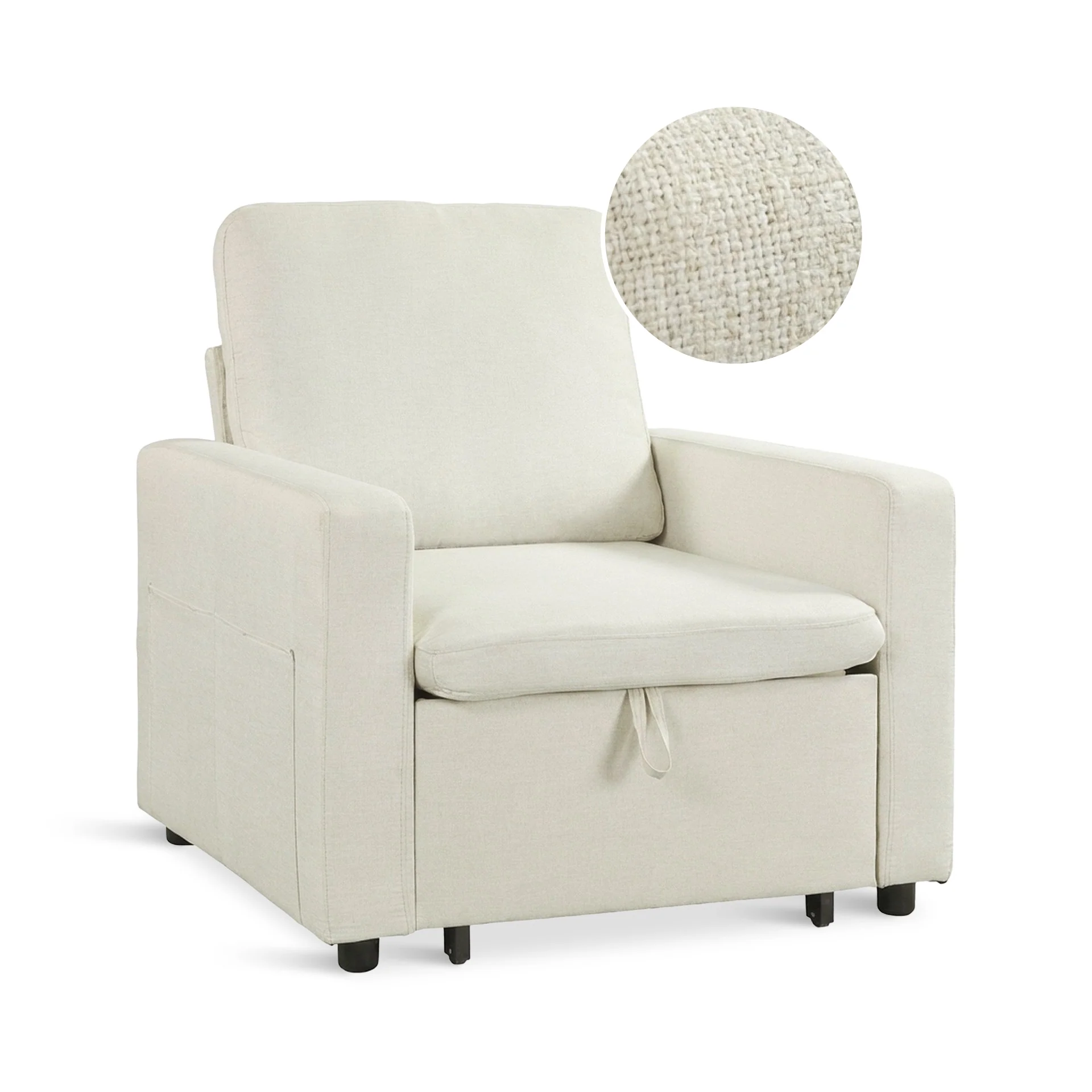 Nest Linen 1 Seater Sofa Bed - Cream - Image 9
