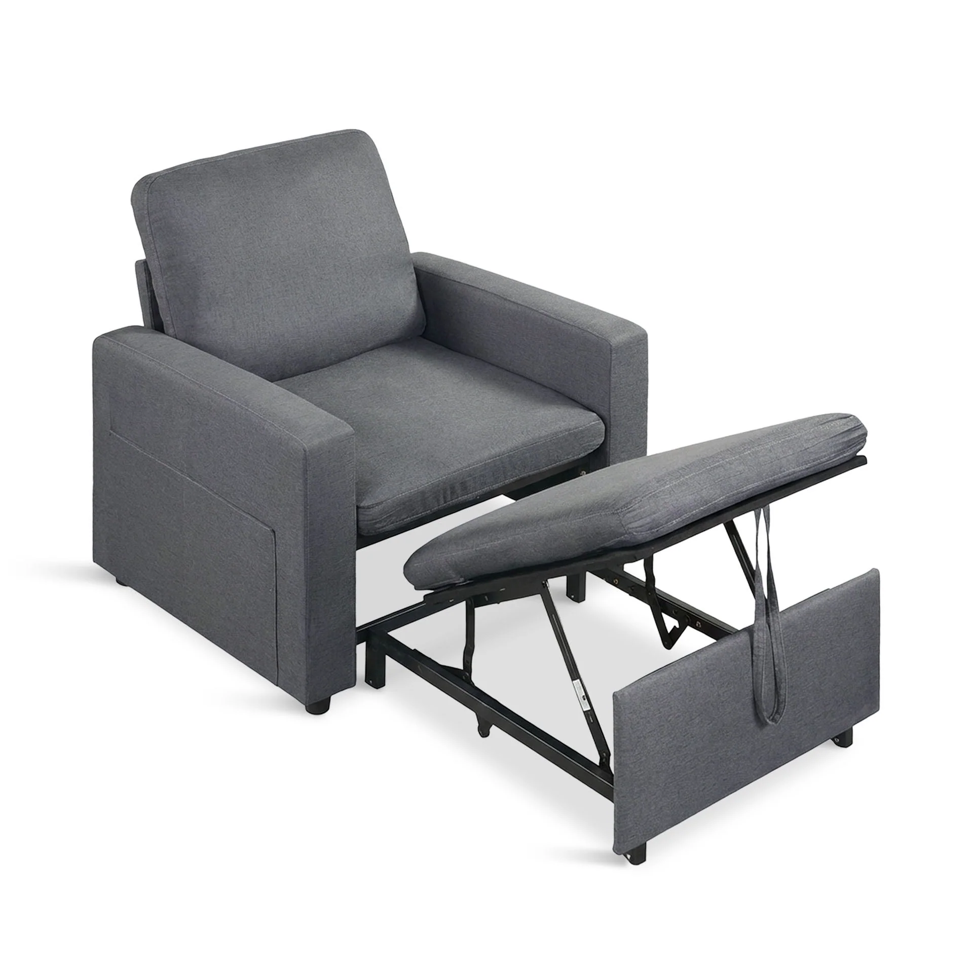 Nest Linen 1 Seater Sofa Bed - Dark Grey - Image 12