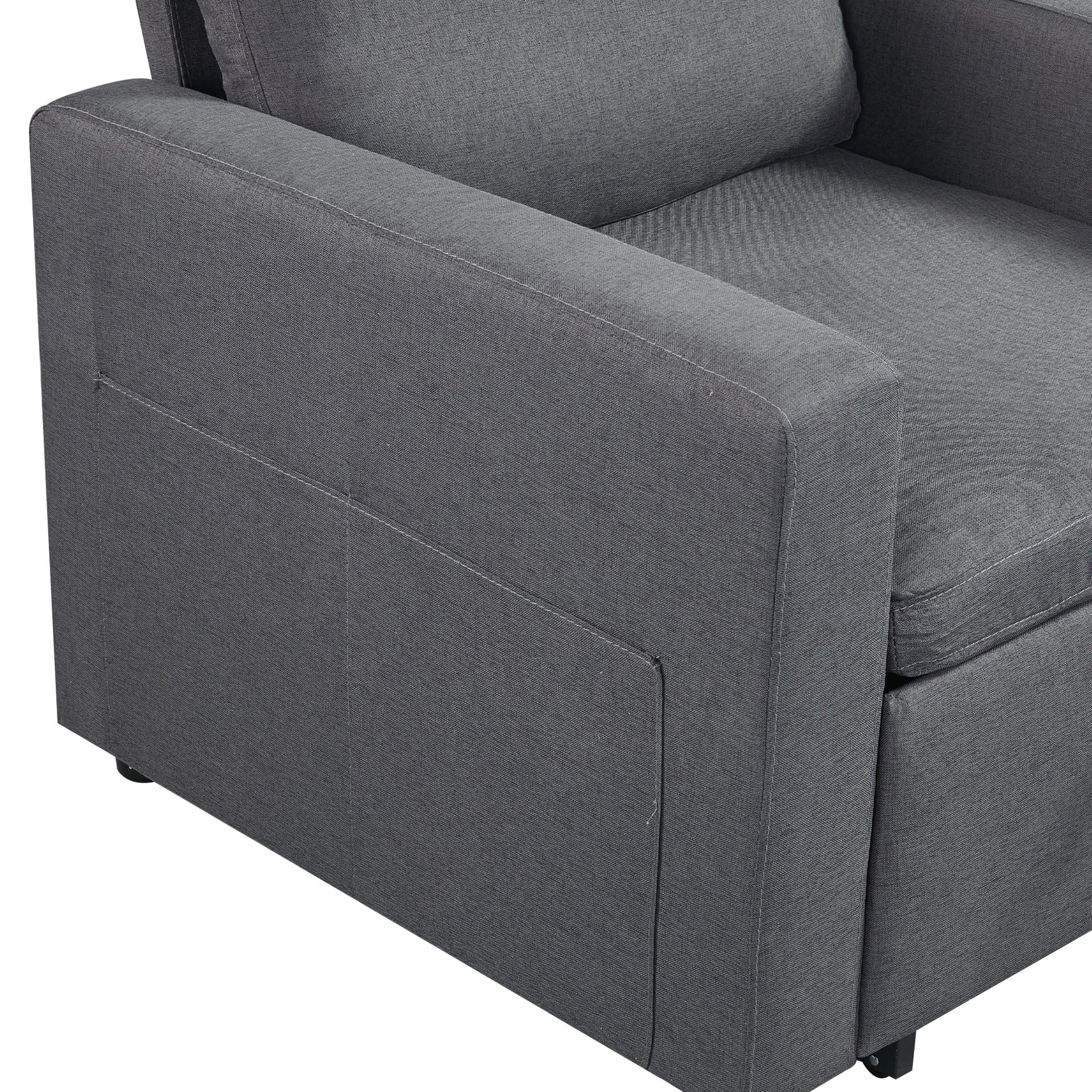 Nest Linen 1 Seater Sofa Bed - Dark Grey - Image 15