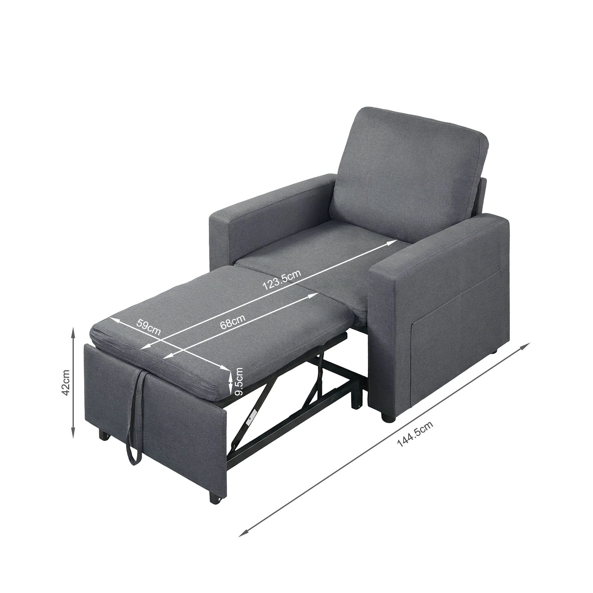 Nest Linen 1 Seater Sofa Bed - Dark Grey - Image 19