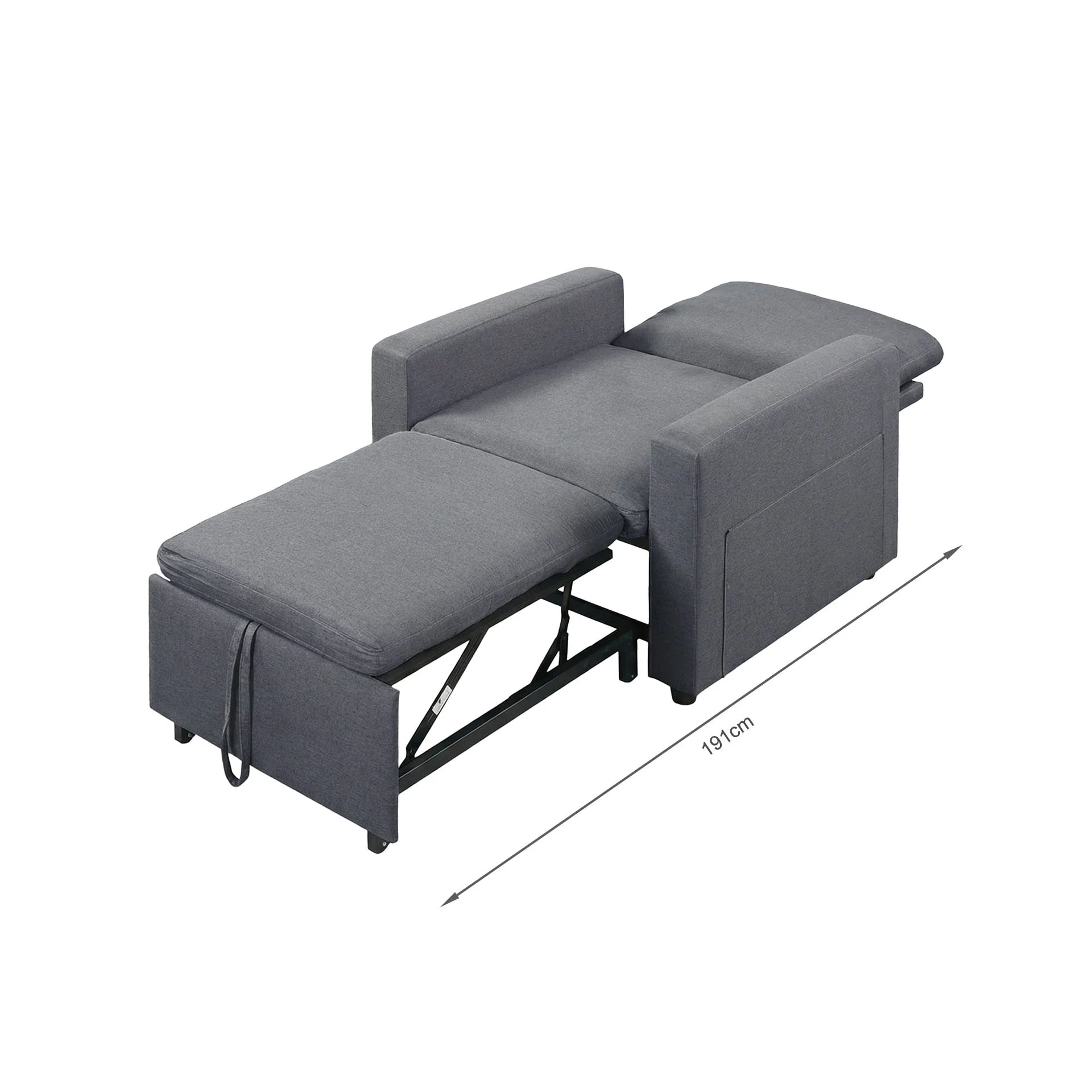 Nest Linen 1 Seater Sofa Bed - Dark Grey - Image 20