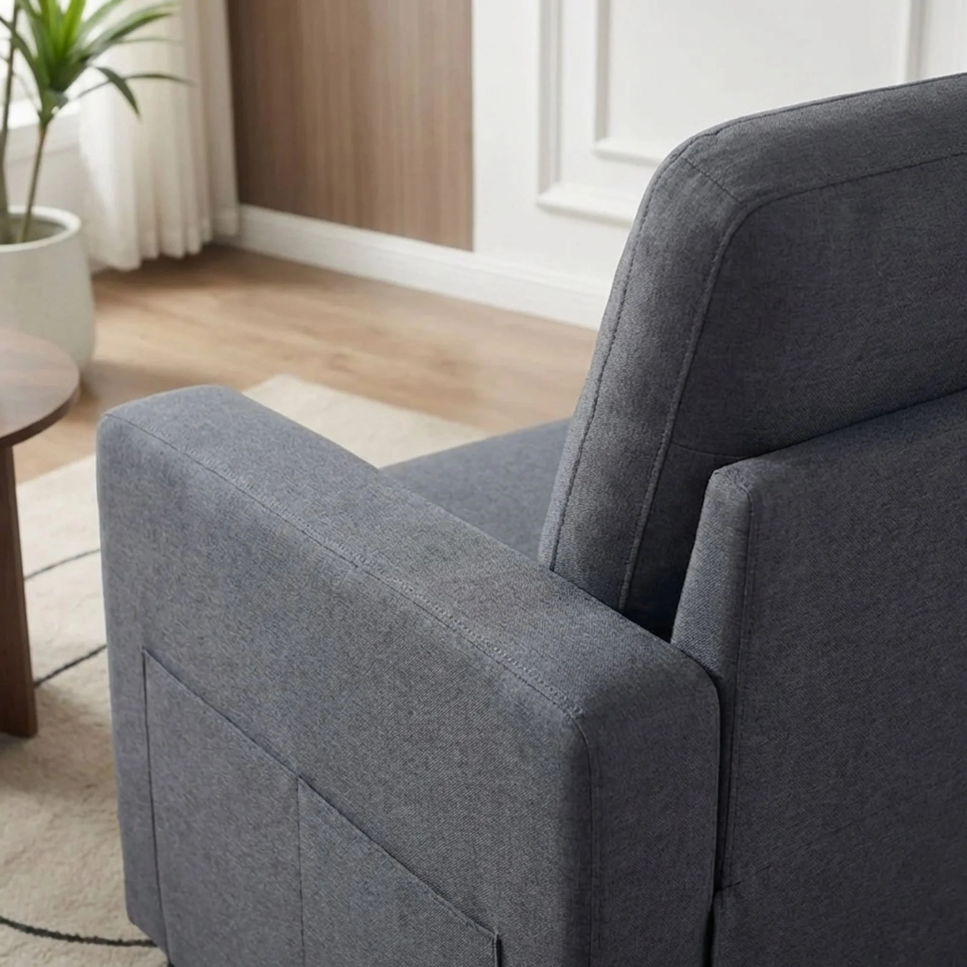 Nest Linen 1 Seater Sofa Bed - Dark Grey - Image 6