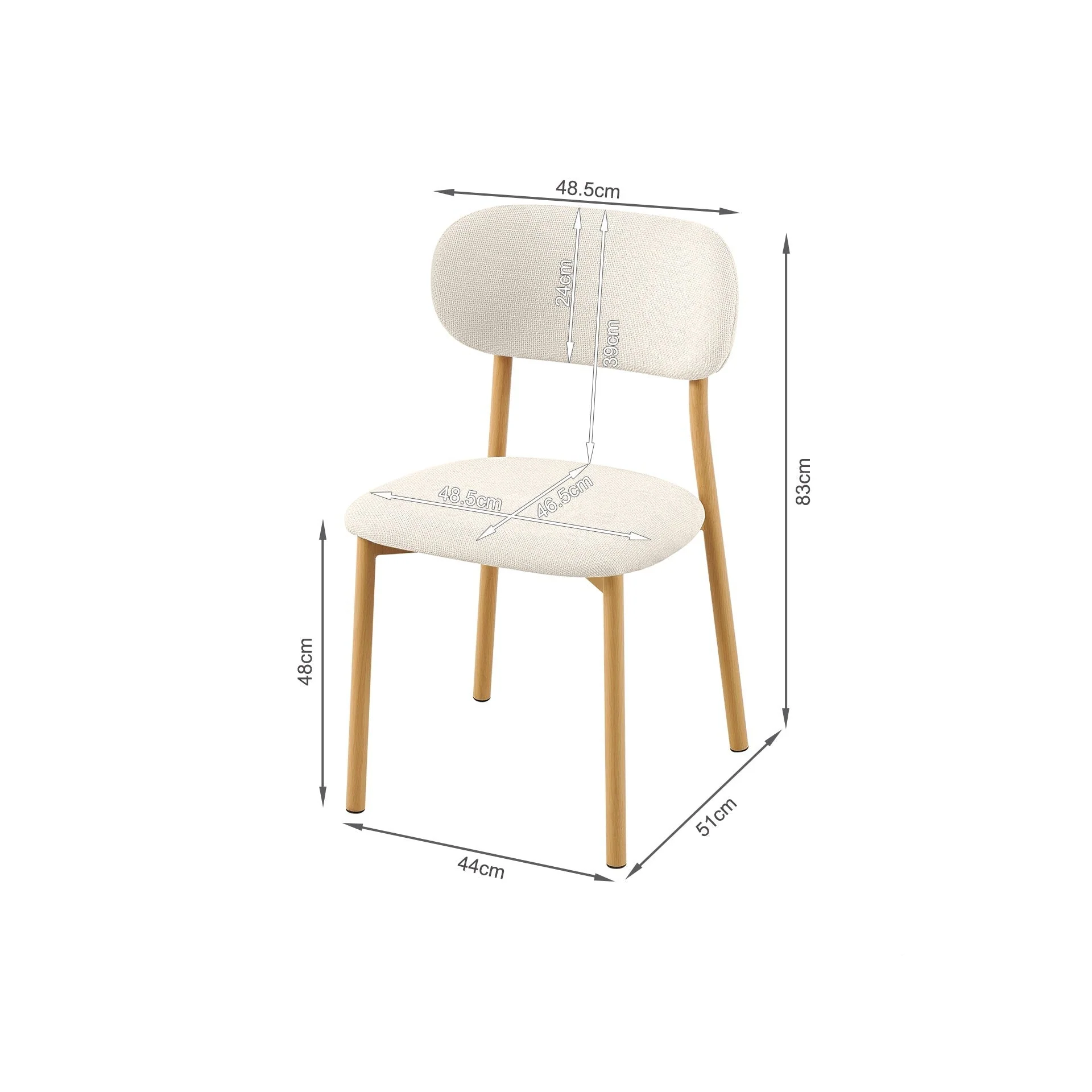 Nicole Fabric Dining Chair - Set of 4 - Beige - Image 13