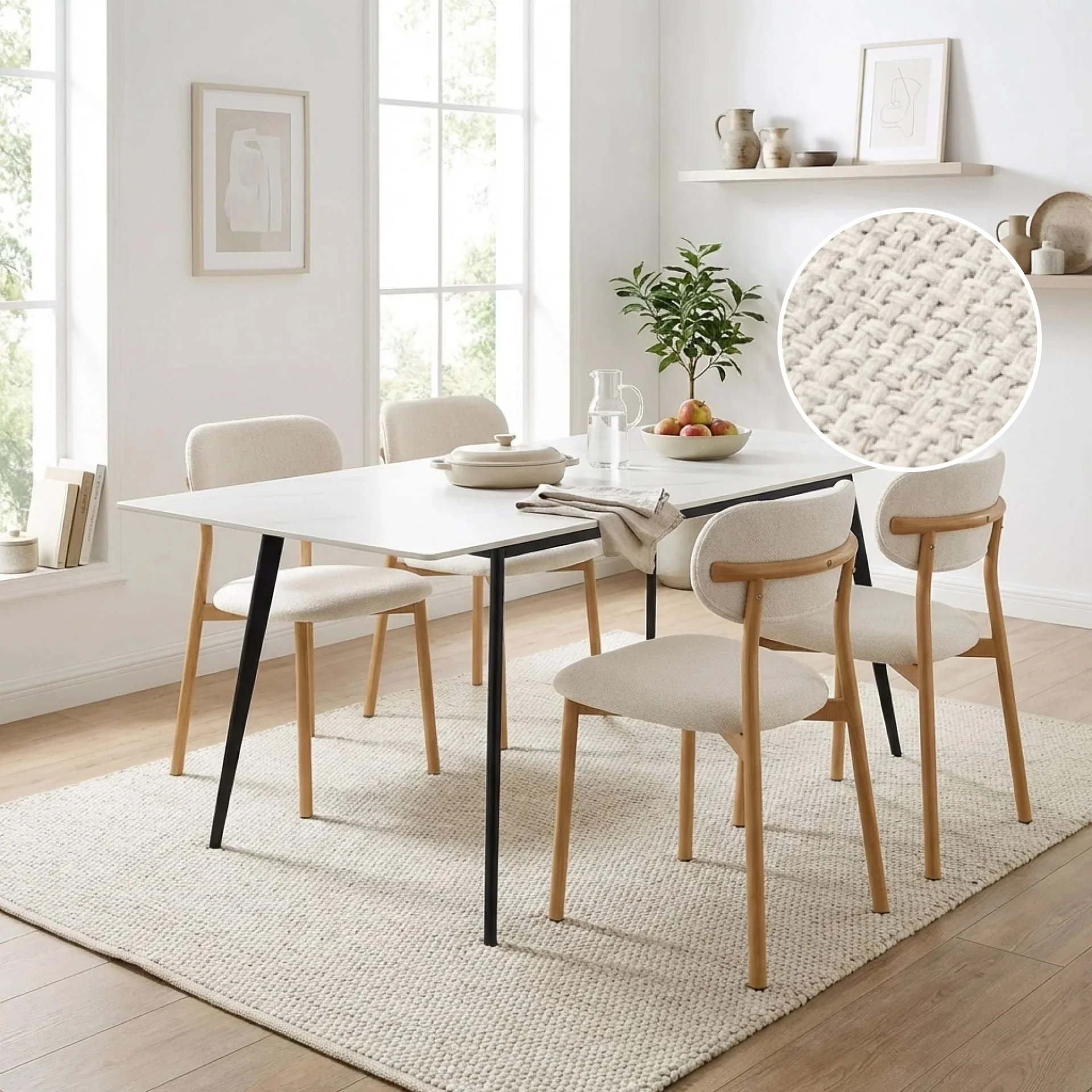 Nicole Fabric Dining Chair - Set of 4 - Beige - Image 2