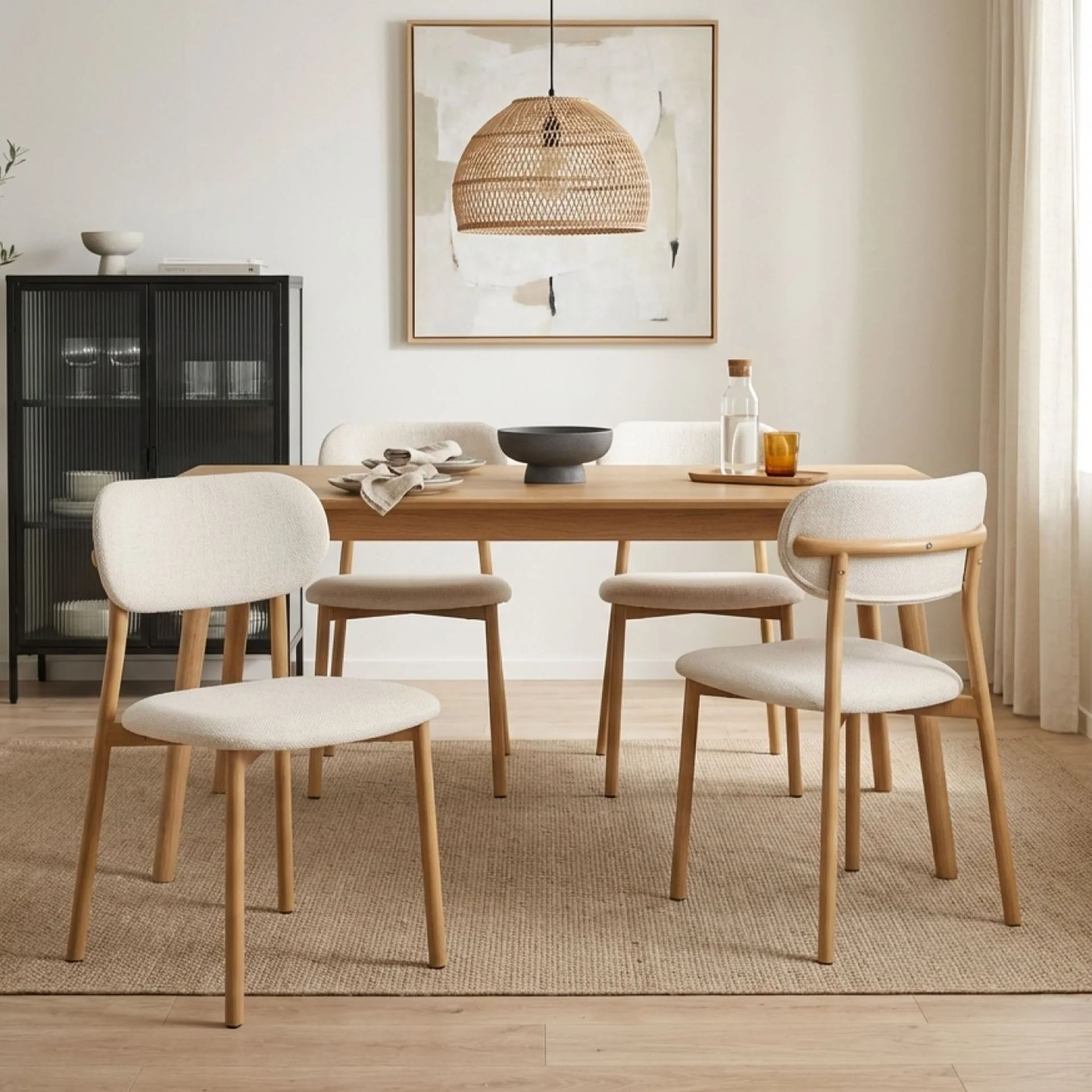 Nicole Fabric Dining Chair - Set of 4 - Beige - Image 3