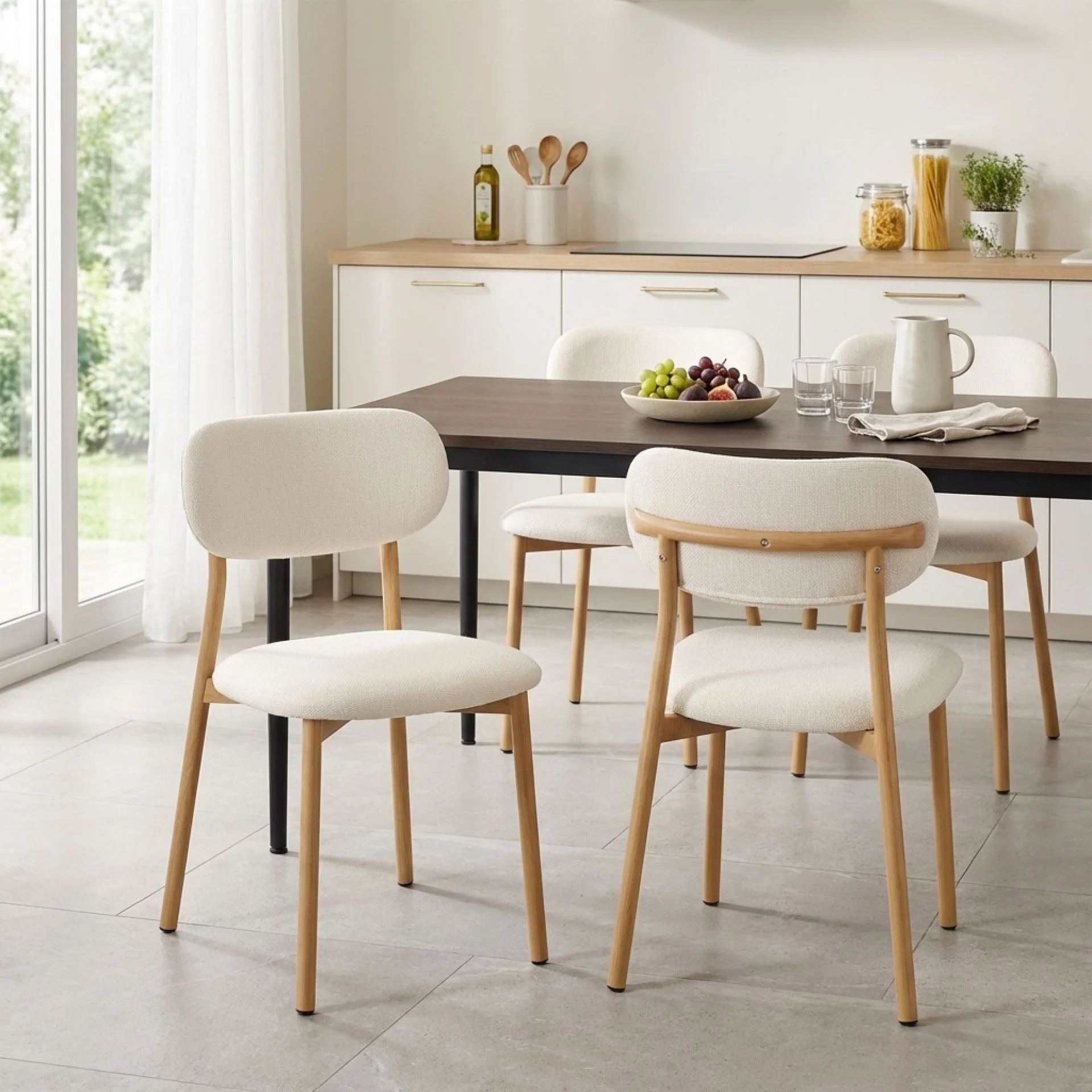 Nicole Fabric Dining Chair - Set of 4 - Beige - Image 4