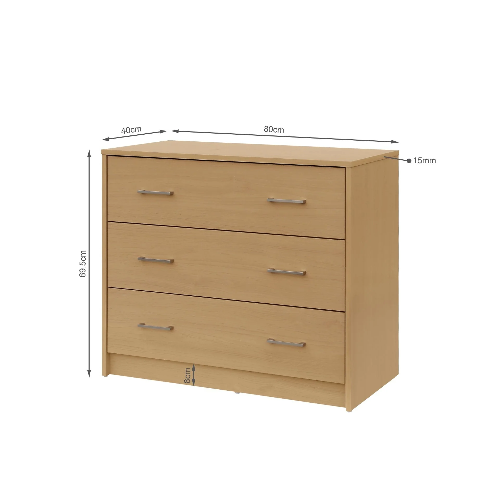Nikola 3 Drawers Tallboy - Maple - Image 8