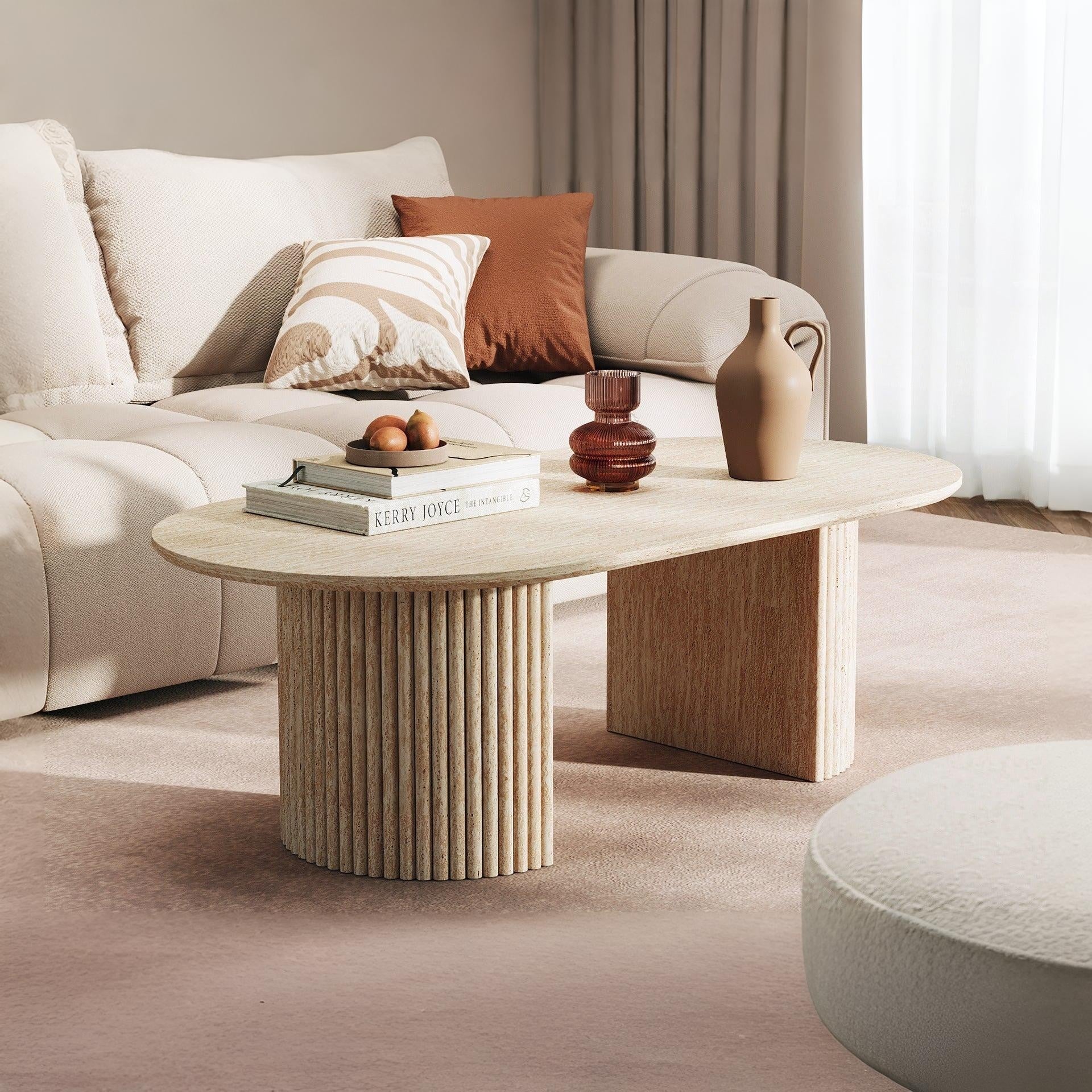 Nile Oval Coffee Table 140 x 70cm - Travertine