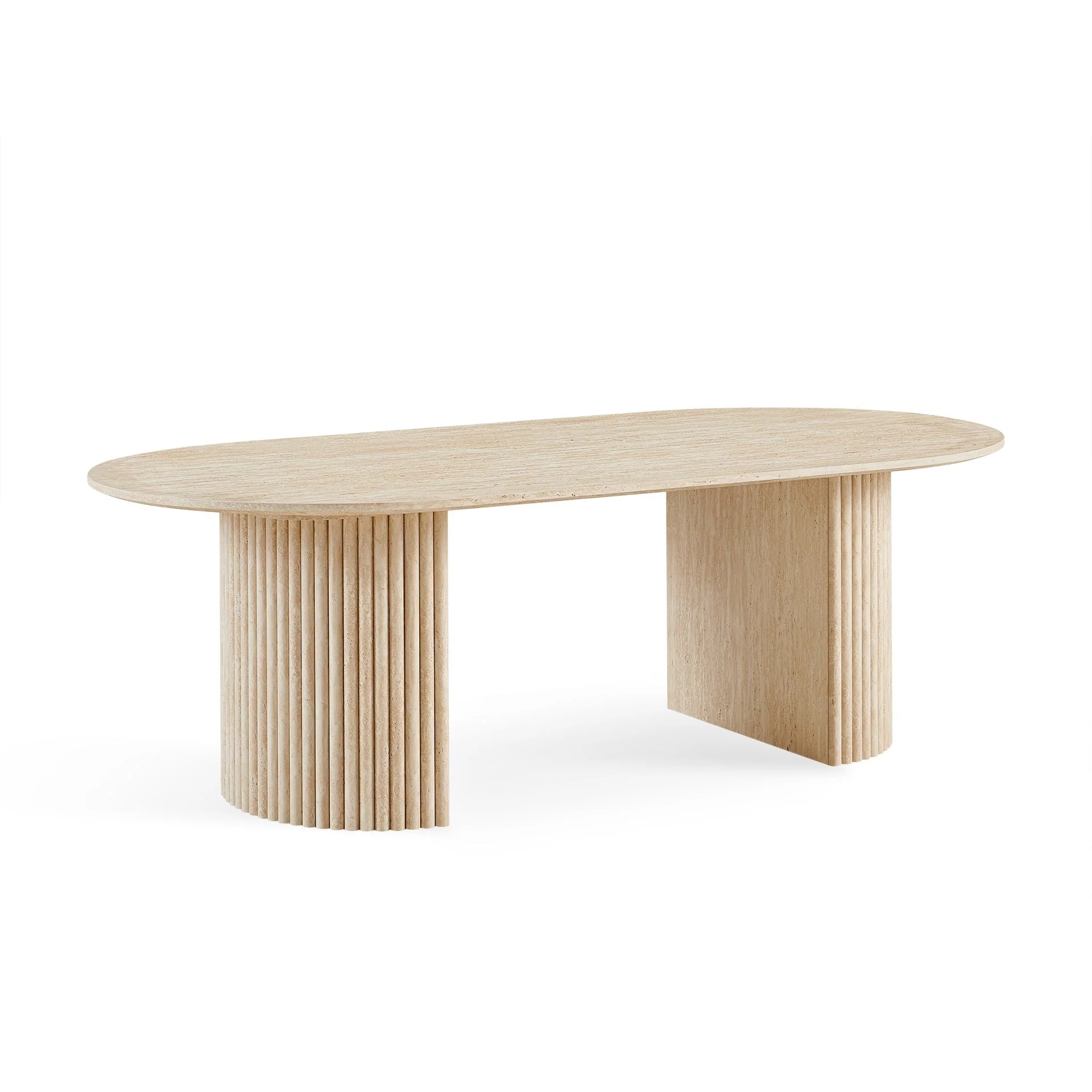 Nile Oval Coffee Table 140 x 70cm - Travertine - Image 4