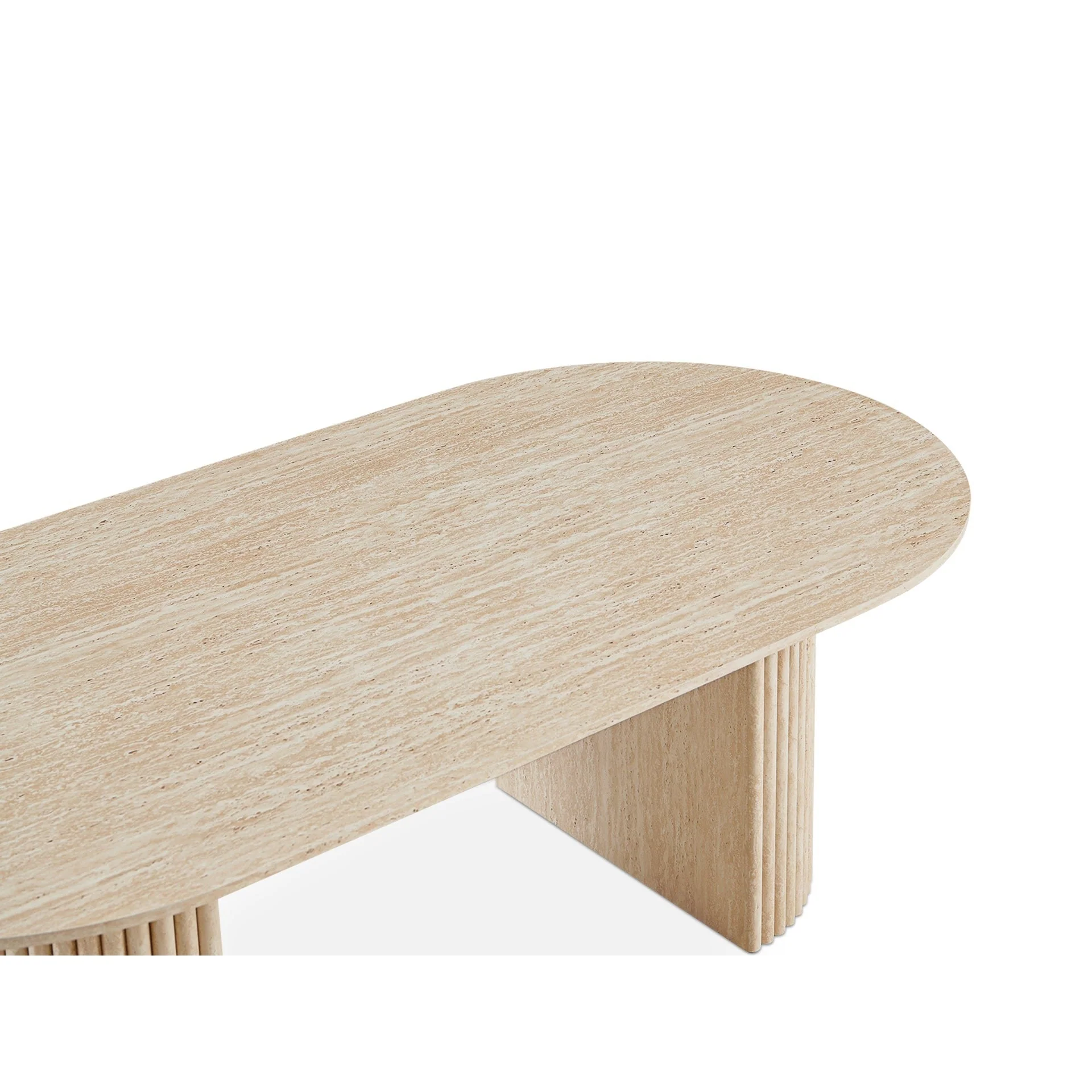 Nile Oval Coffee Table 140 x 70cm - Travertine - Image 5